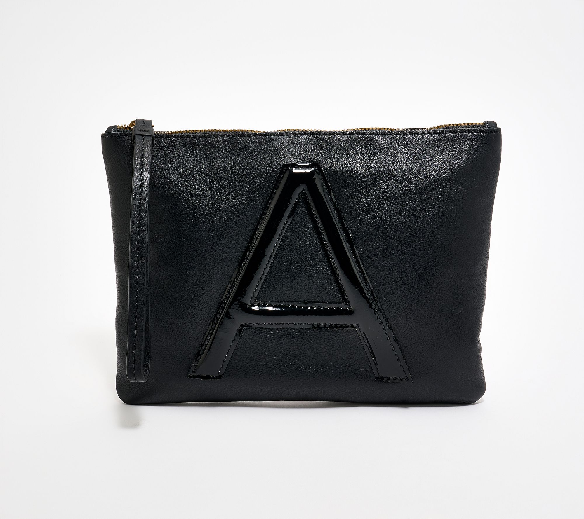 American Leather Co. Dover Leather Tonal Monogram Wristlet Pouch