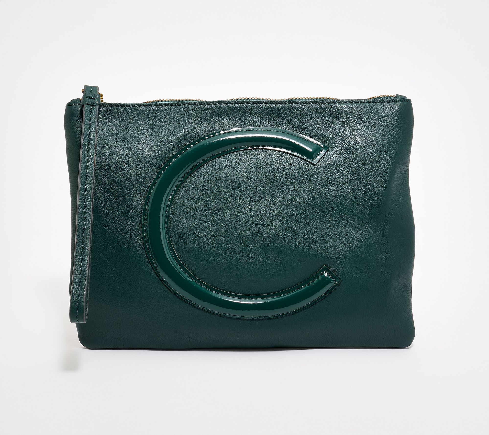 American Leather Co. Dover Leather Tonal Monogram Wristlet Pouch