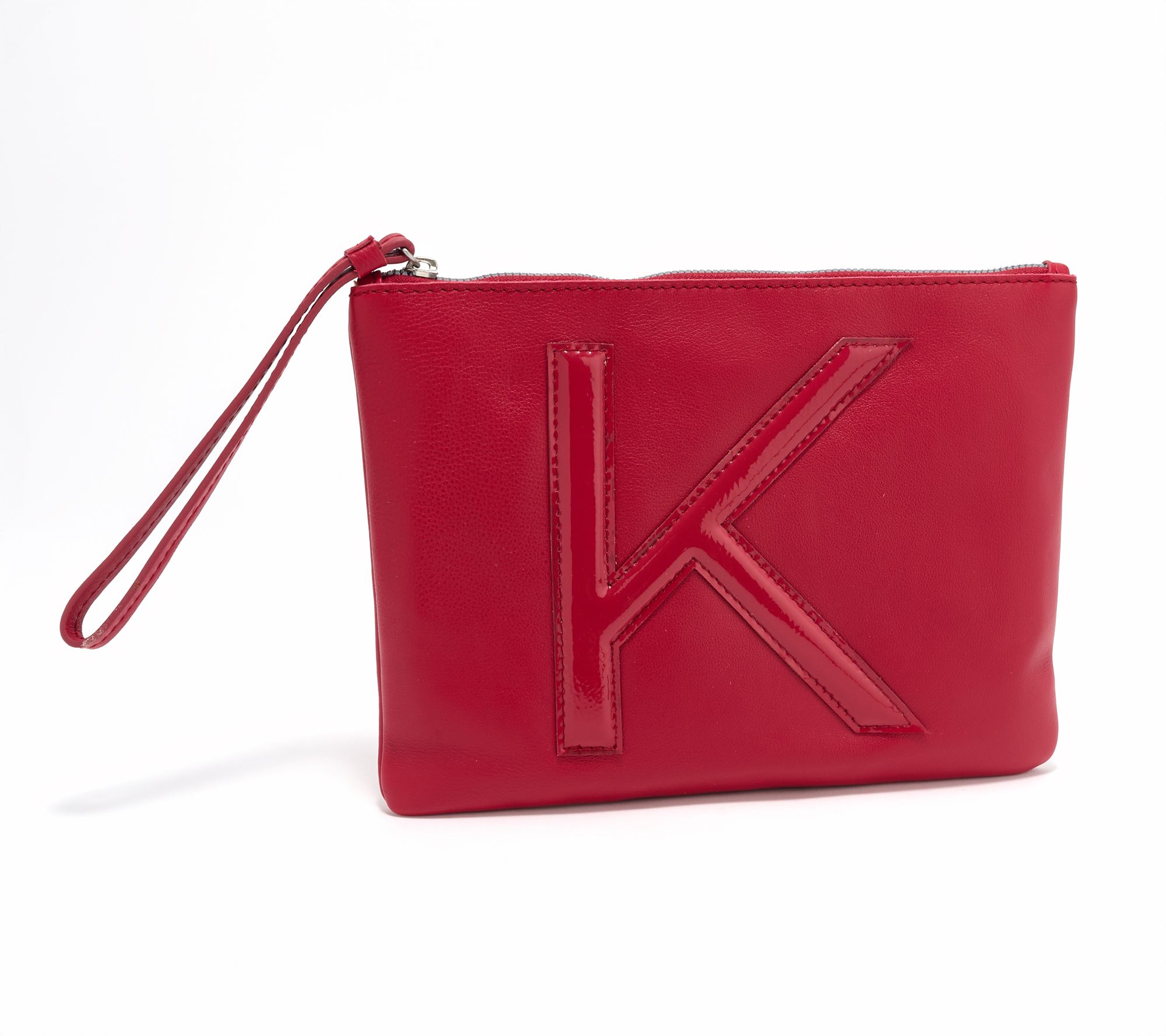 American Leather Co. Dover Leather Tonal Monogram Wristlet Pouch