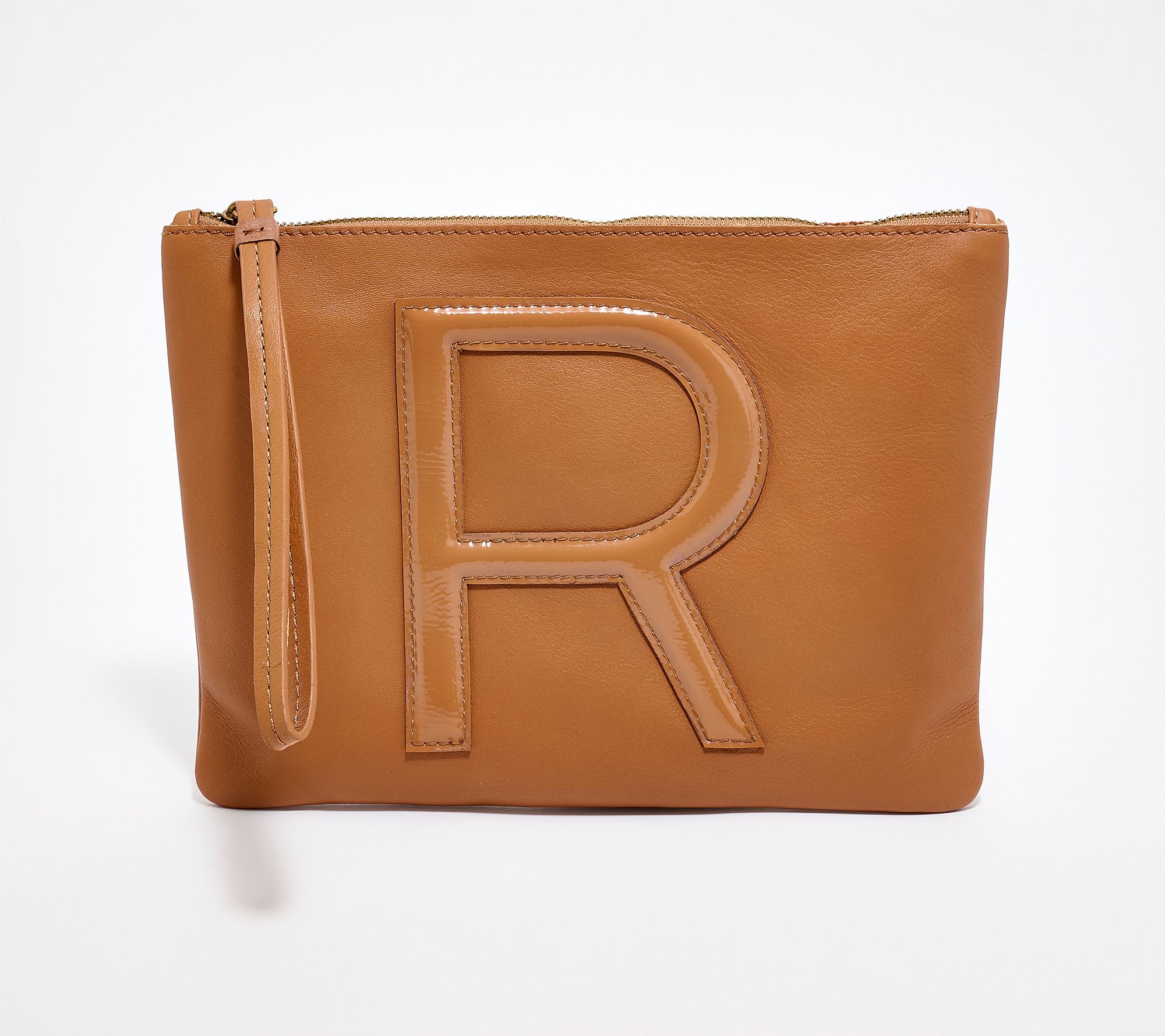 American Leather Co. Dover Leather Tonal Monogram Wristlet Pouch