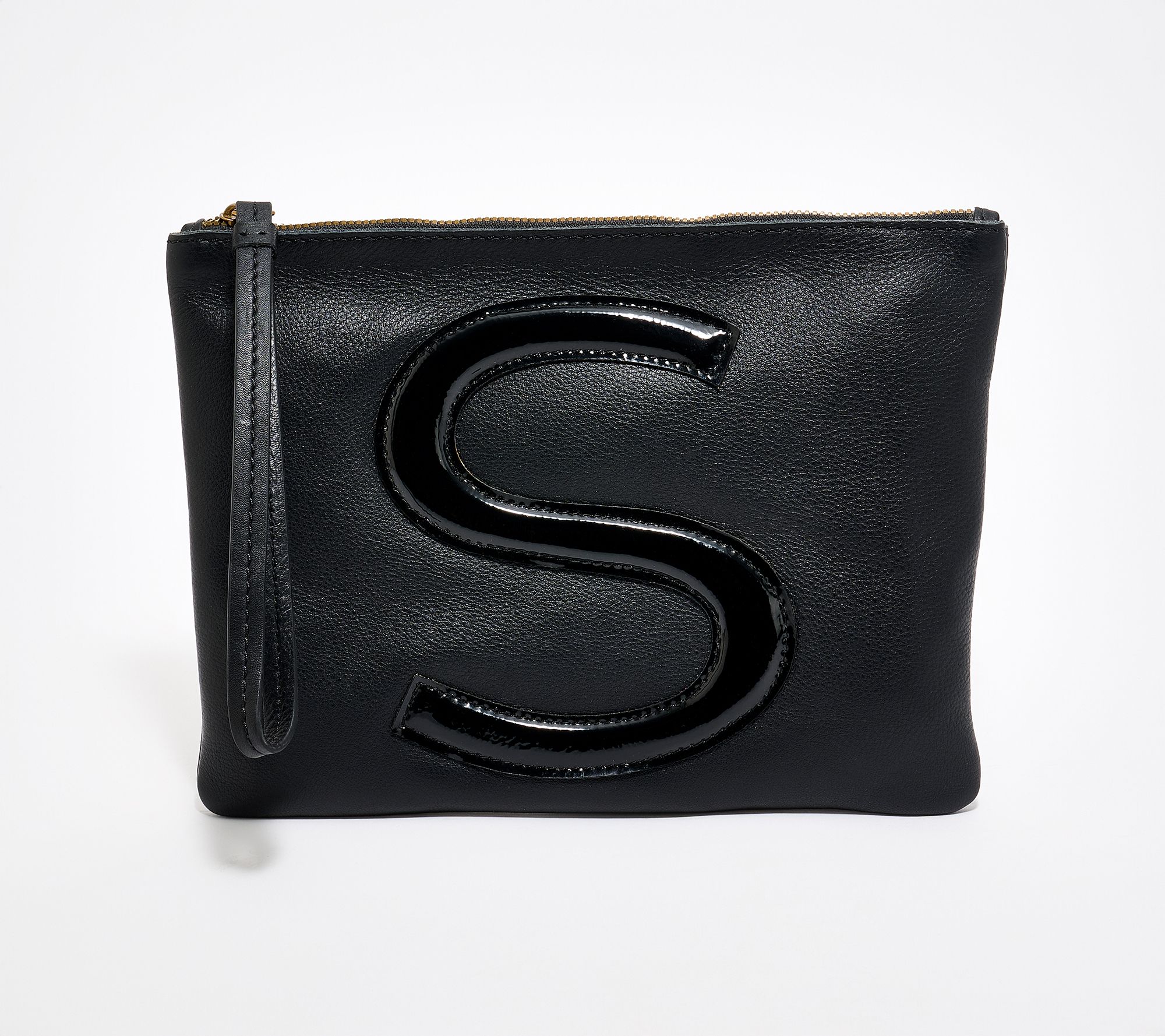 American Leather Co. Dover Leather Tonal Monogram Wristlet Pouch