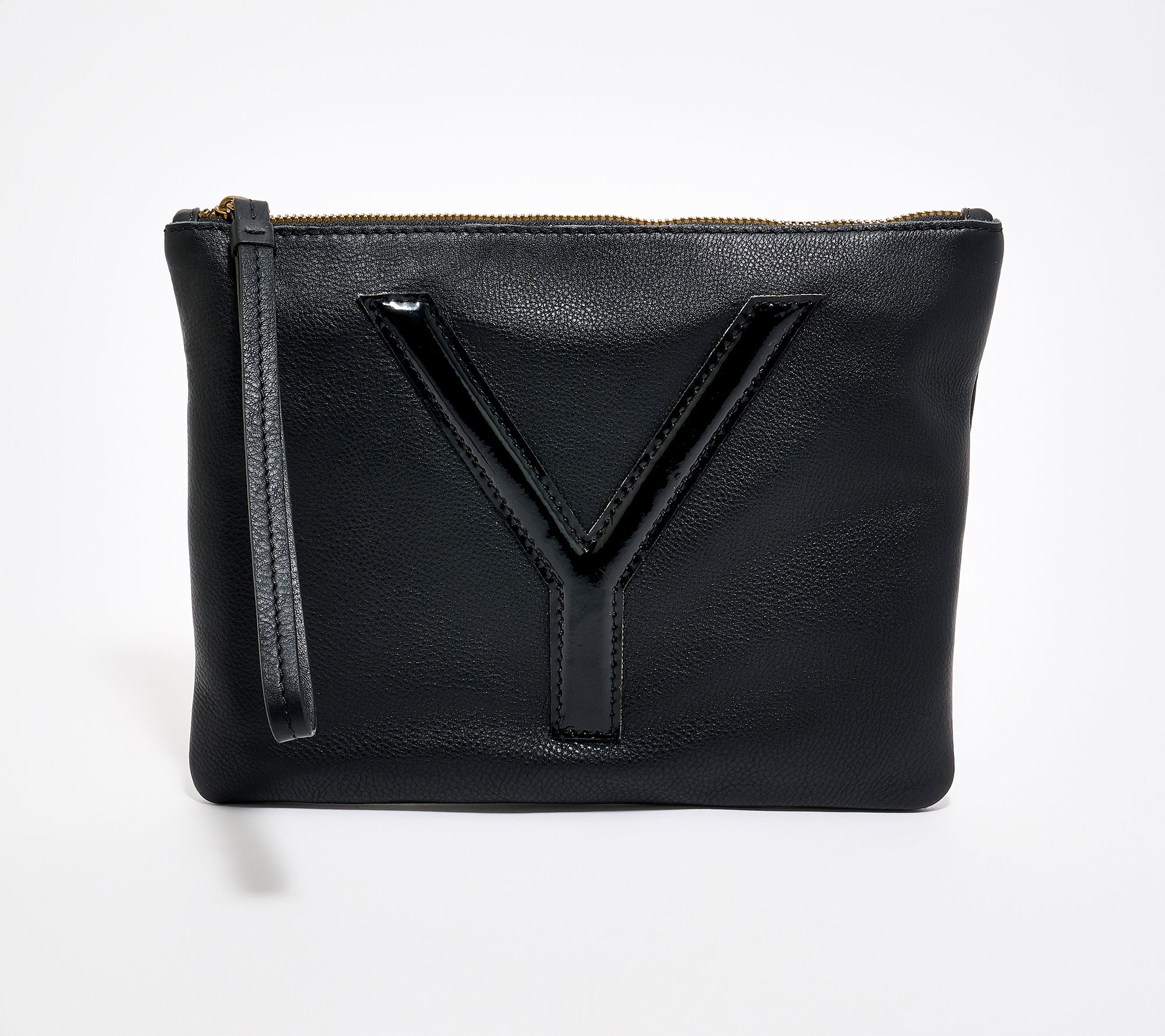 American Leather Co. Dover Leather Tonal Monogram Wristlet Pouch