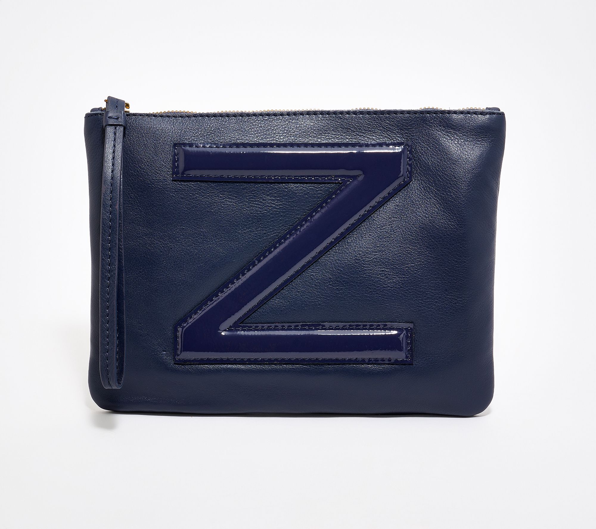 American Leather Co. Dover Leather Tonal Monogram Wristlet Pouch