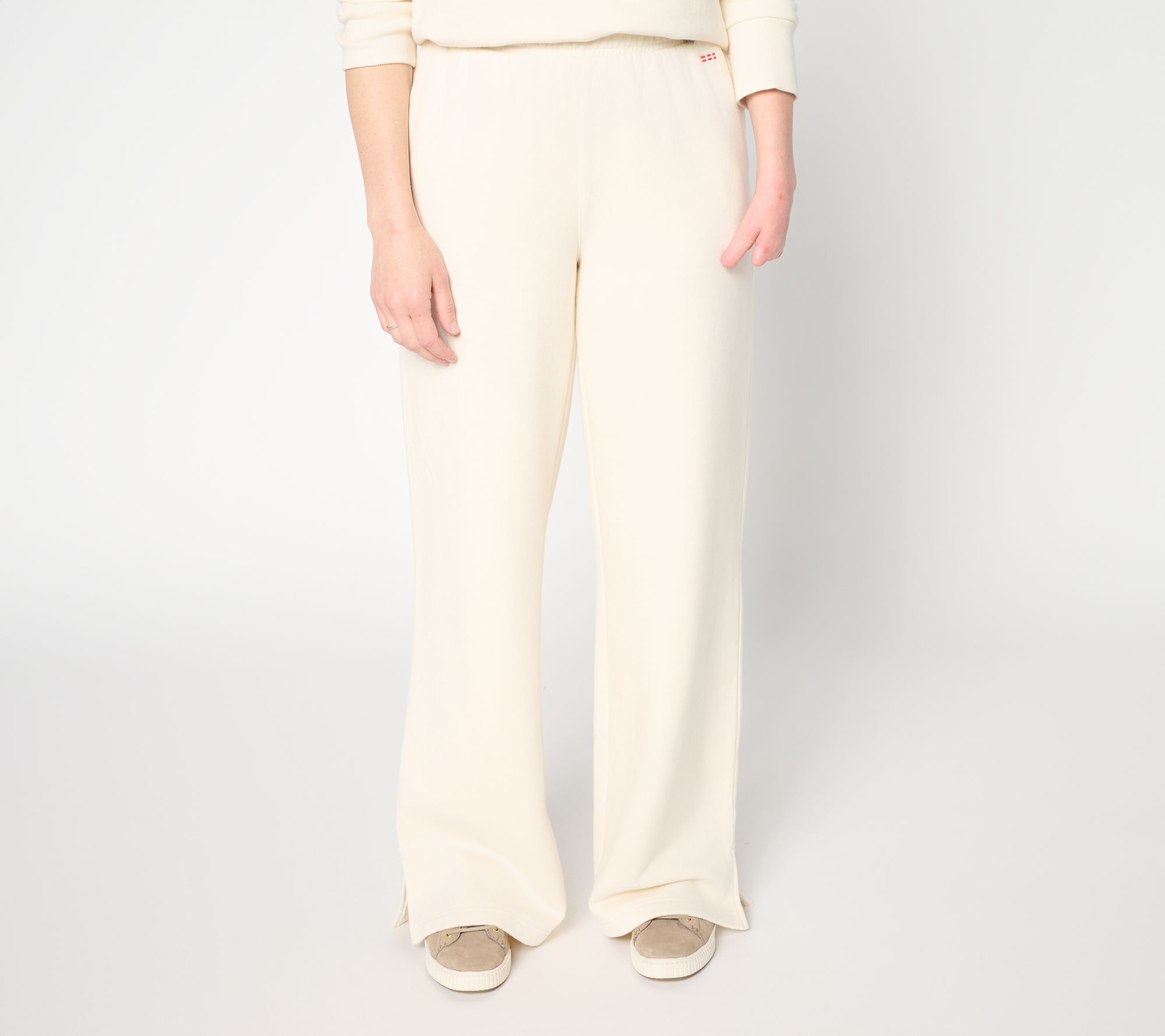 Peace Love World Petite French Terry Full Leg Pants