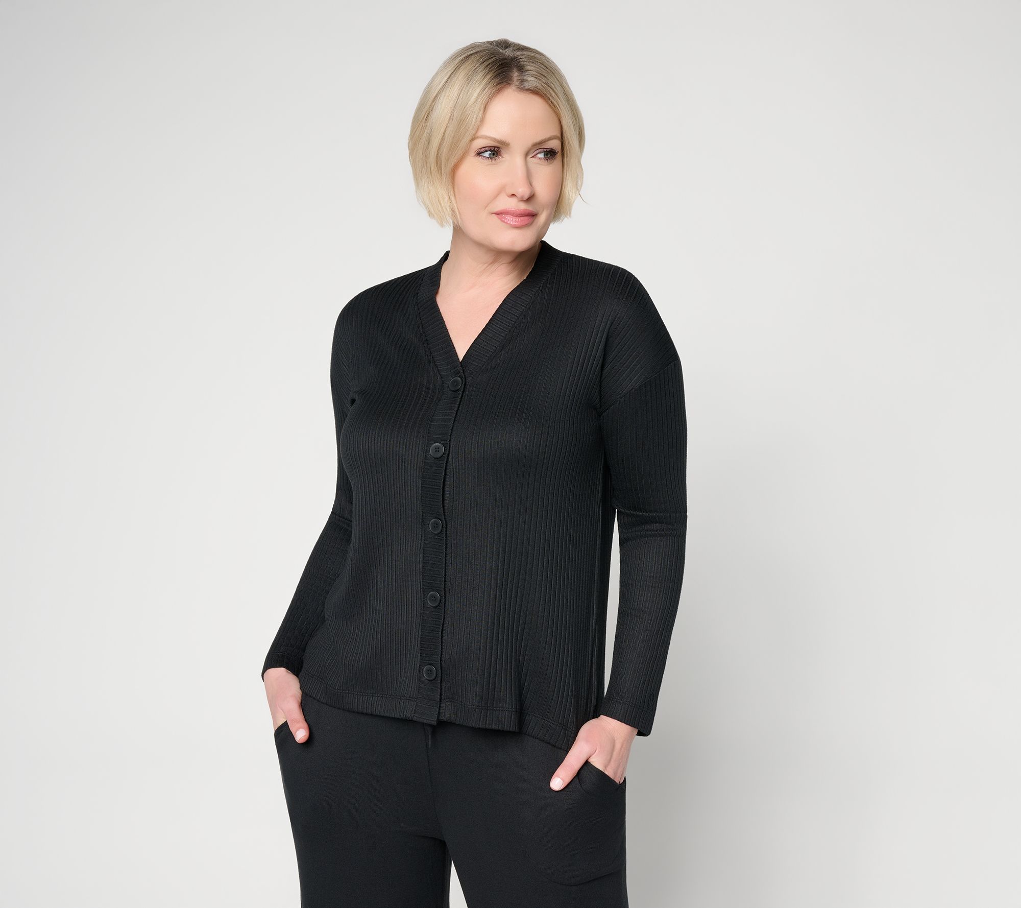 Cuddl Duds Seriously Soft Soft Rib Cardigan