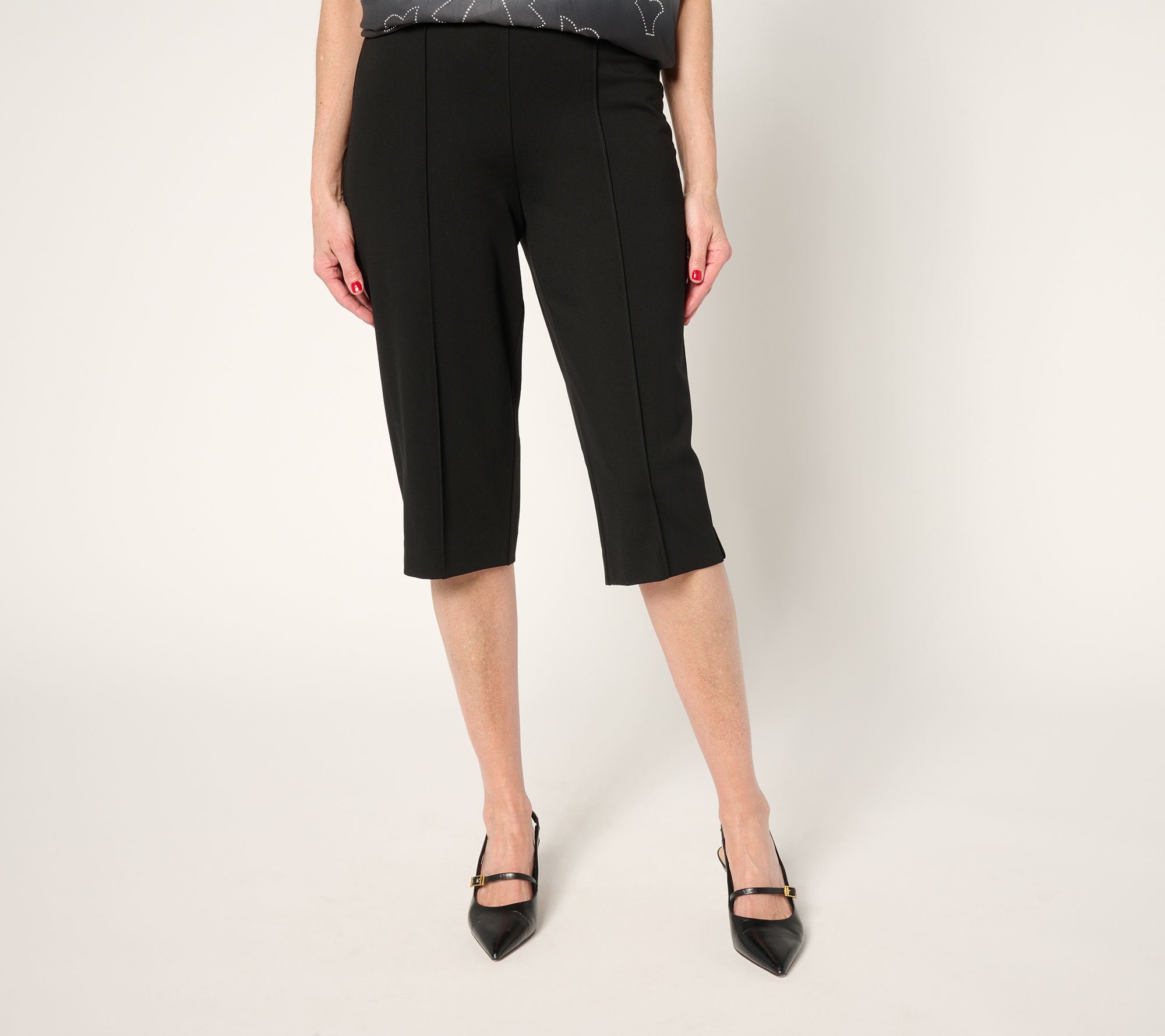 "As Is" Susan Graver Weekend Ponte Petite Straight Leg Pedal Pushers