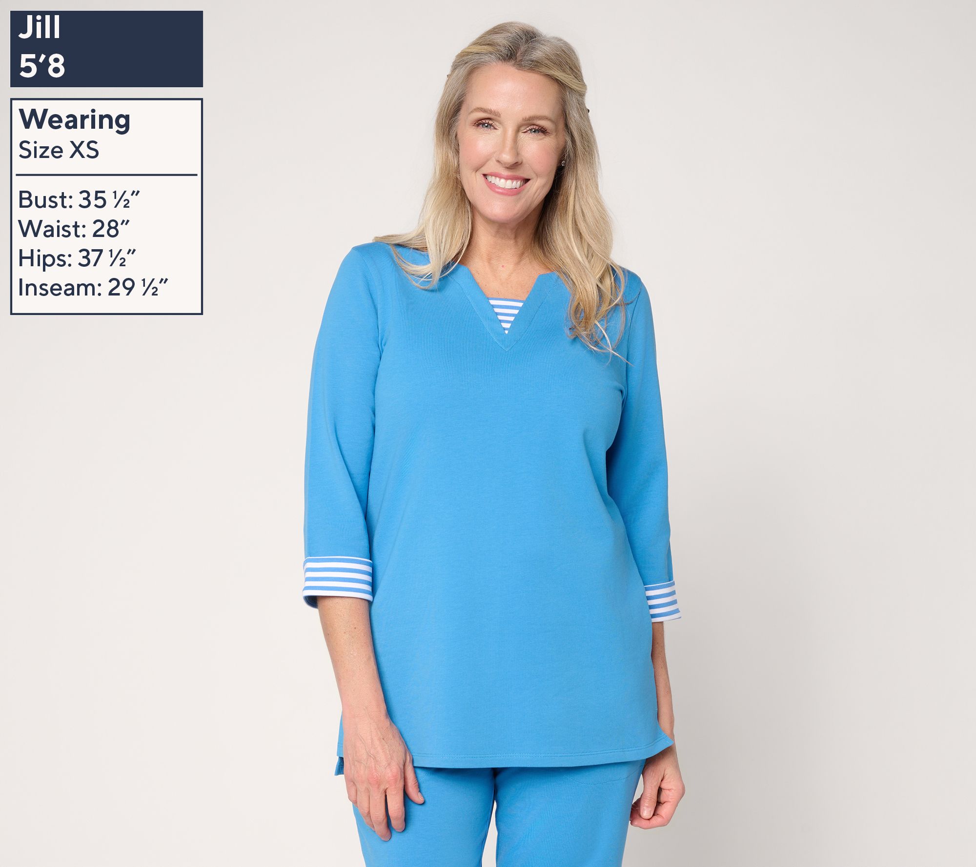 Denim & Co. Active French Terry Split Neck Tunic - QVC.com