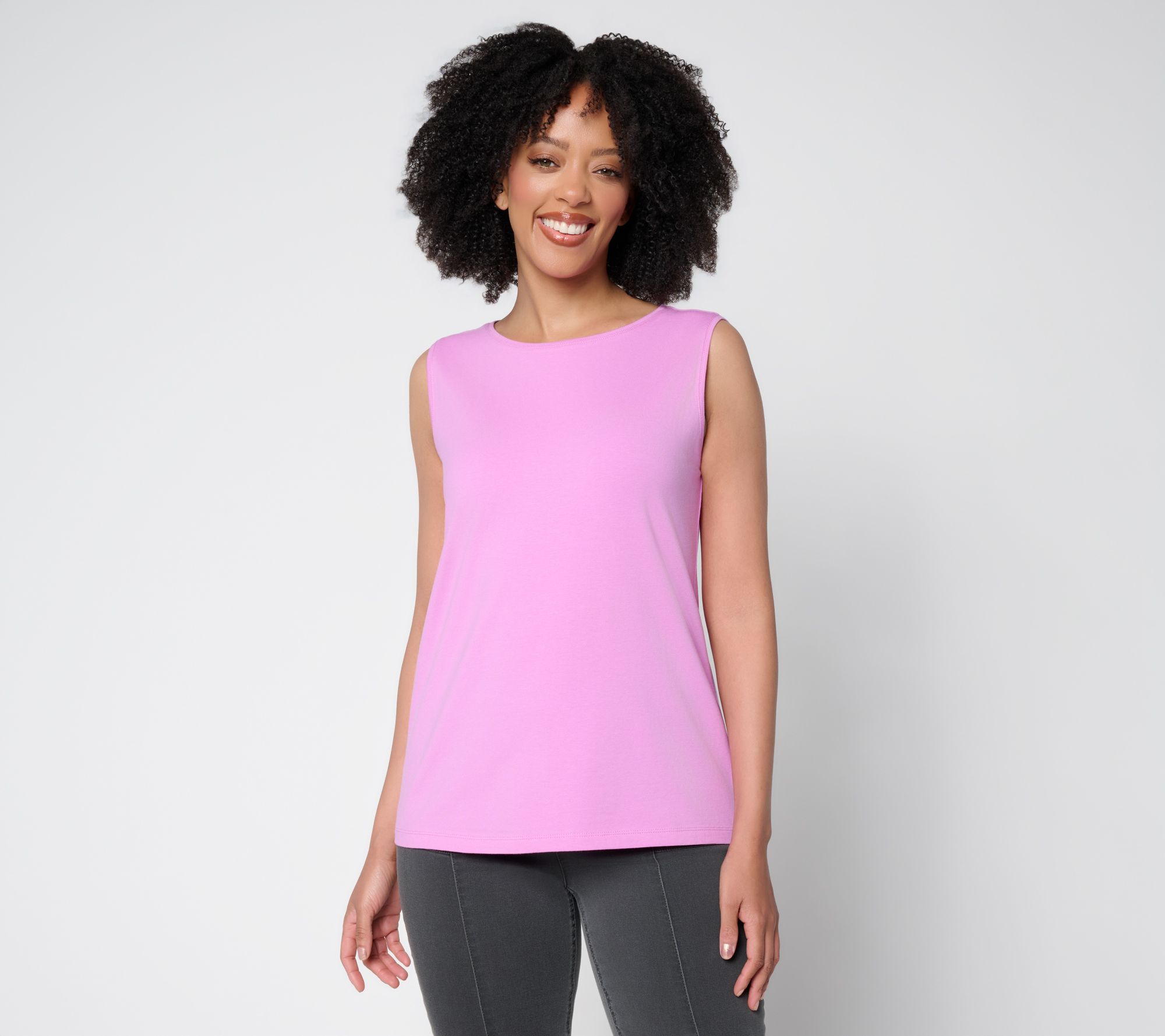 Susan Graver Essentials Comfy Cotton Bateau-Neck Tank