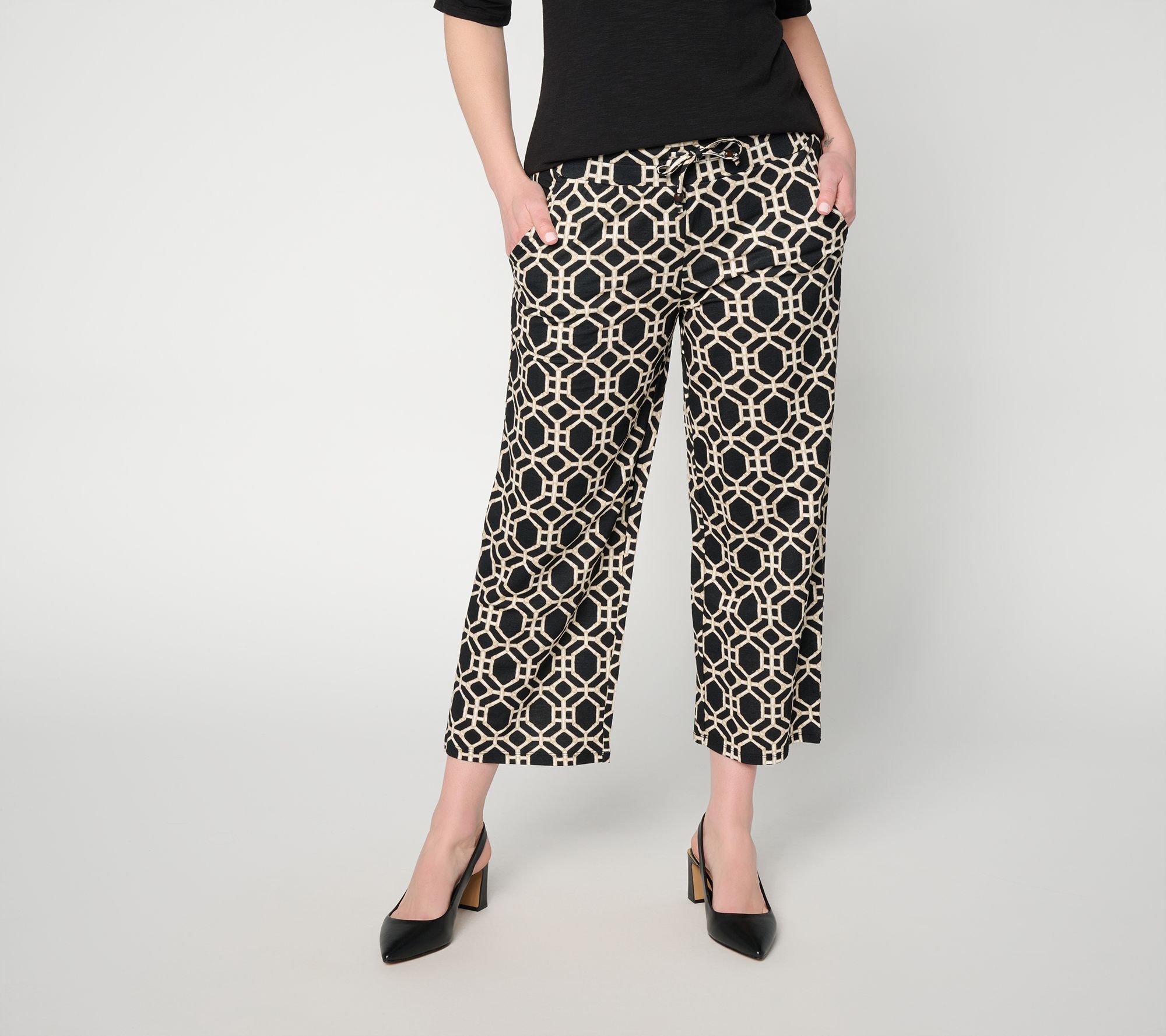 Belle Beach by Kim Gravel Reg Cabana Knit Printed Cropped Pant