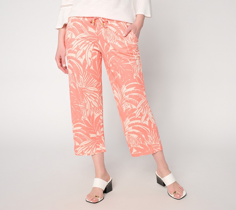 Belle Beach by Kim Gravel Reg Cabana Knit Printed Cropped Pant