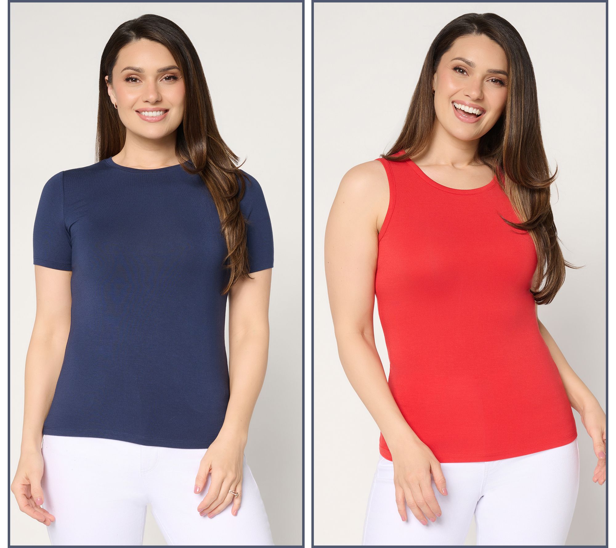  Joan Rivers Wardrobe Builders Set of 2 Tank & Short Sleeve Top