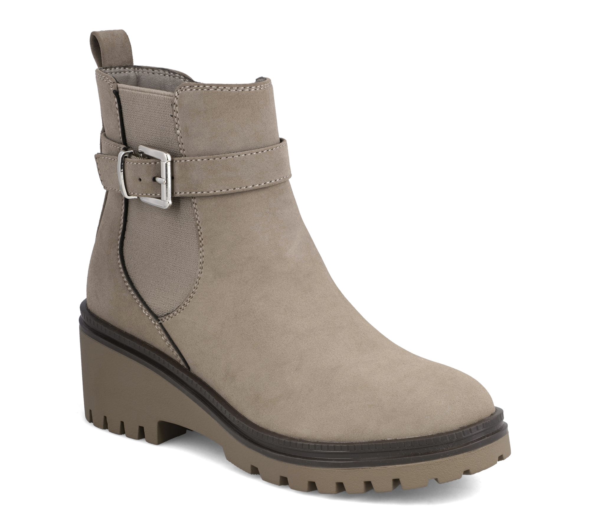 MIA Wedge Heel Buckled Ankle Booties - Elis