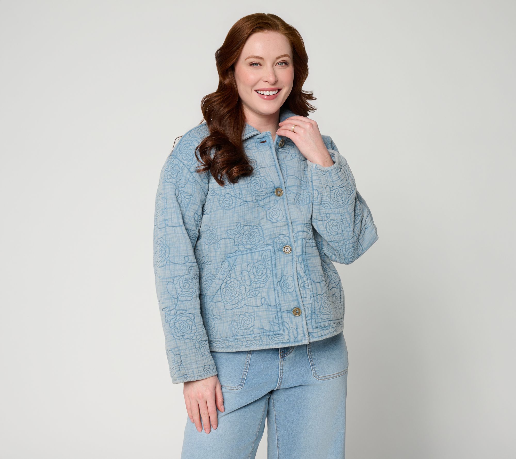 Me by Jennie Garth 100% Cotton Embroidered Novelty Jacket