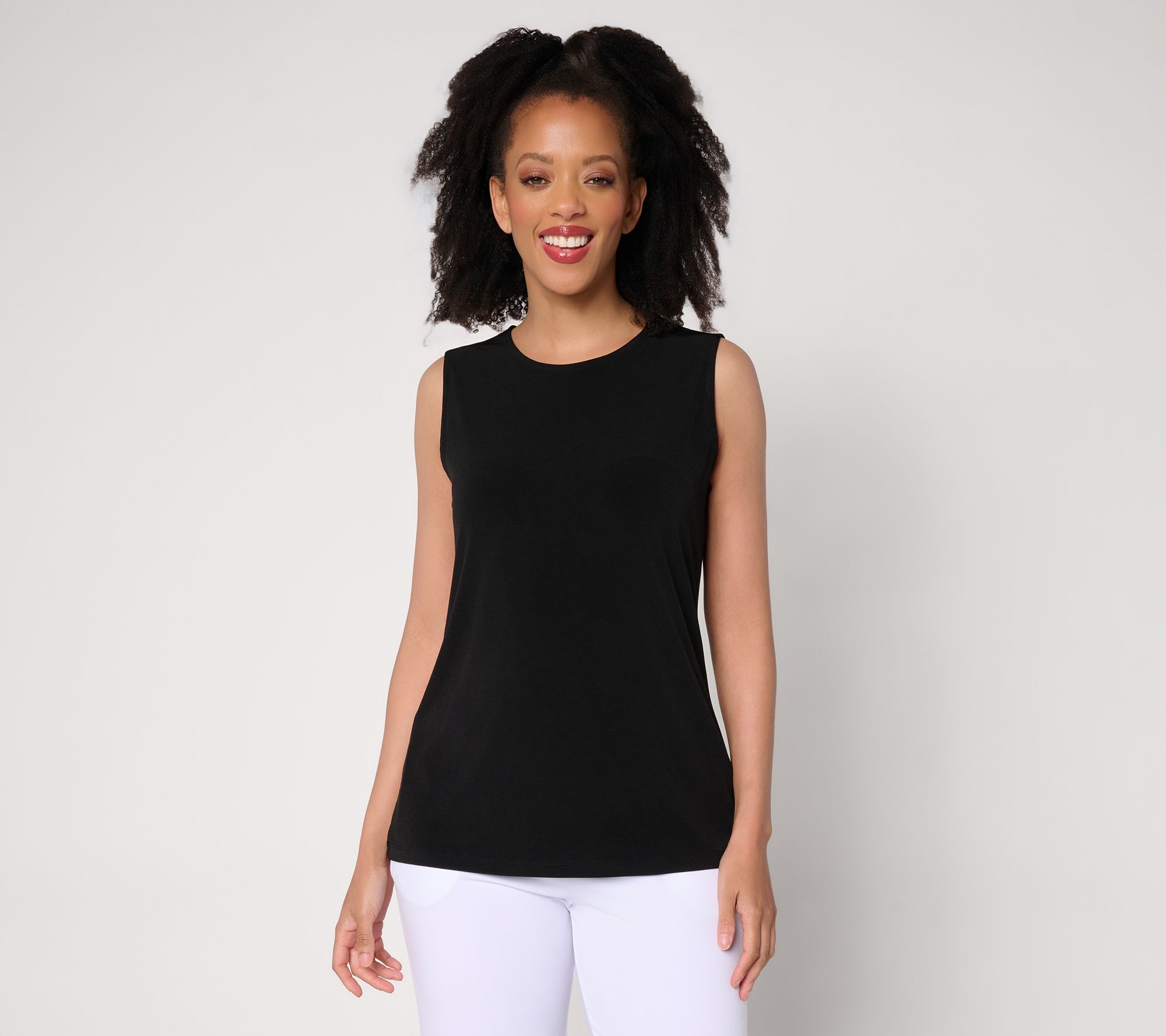 Susan Graver Essential Liquid Knit Crew Neck Sleeveless Top