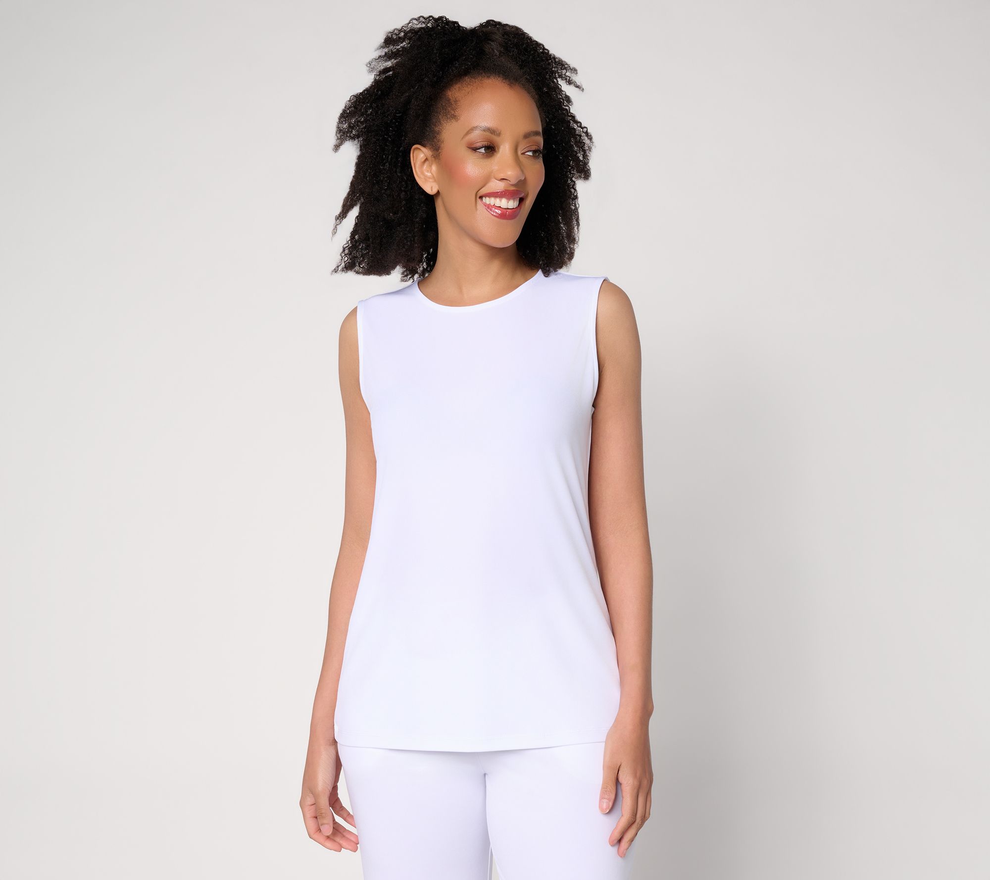 Susan Graver Essential Liquid Knit Crew Neck Sleeveless Top