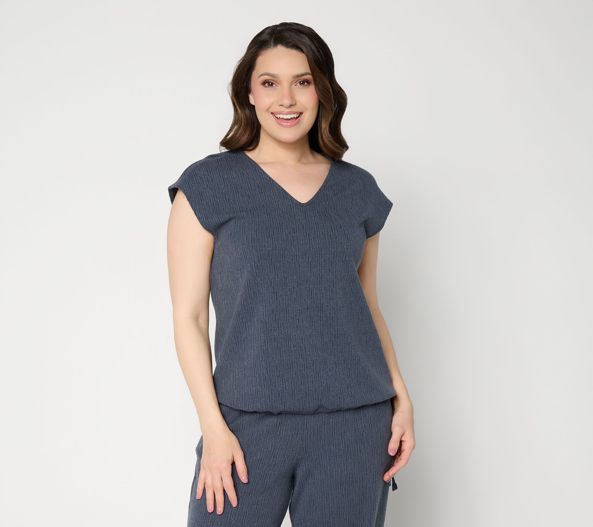 Peace Love World V-Neck Dolman With Drawstring Waistband