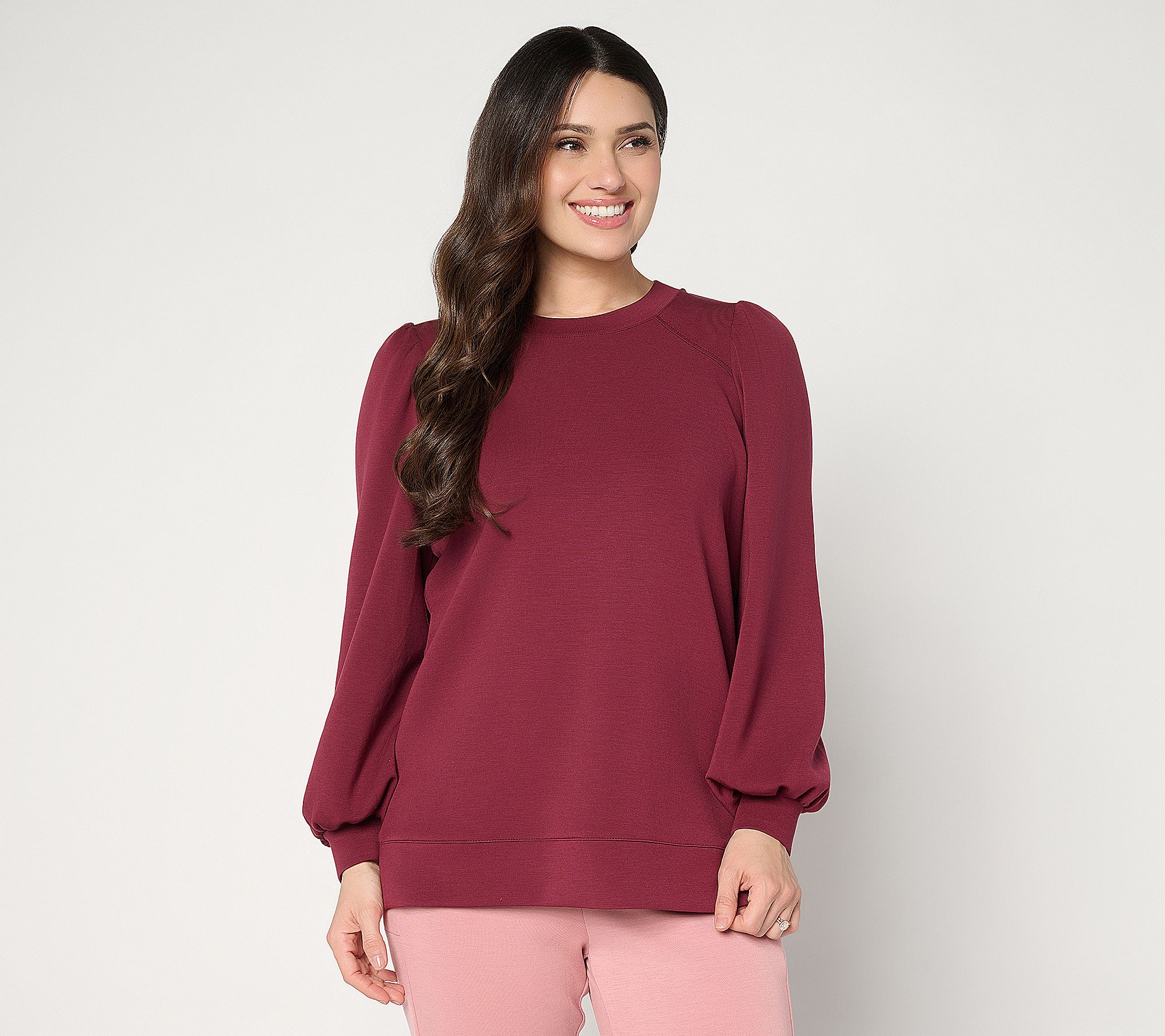 "As Is" Belle by Kim Gravel Reg ScubaLuxe Mega Blouson Sleeve Top
