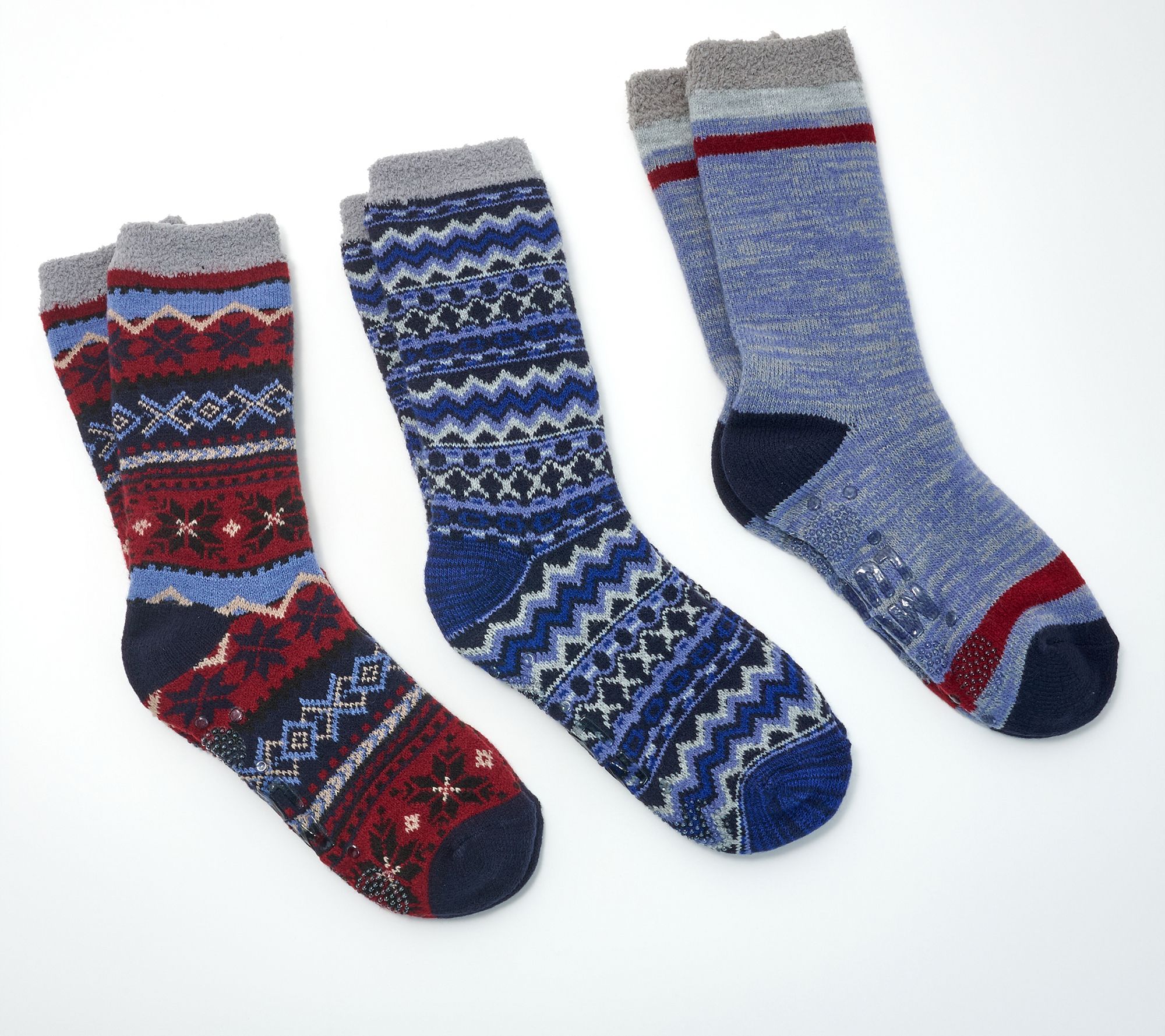 "As Is" MUK LUKS Men's Set of 3 Jojoba Infused Cozy-LinedSocks