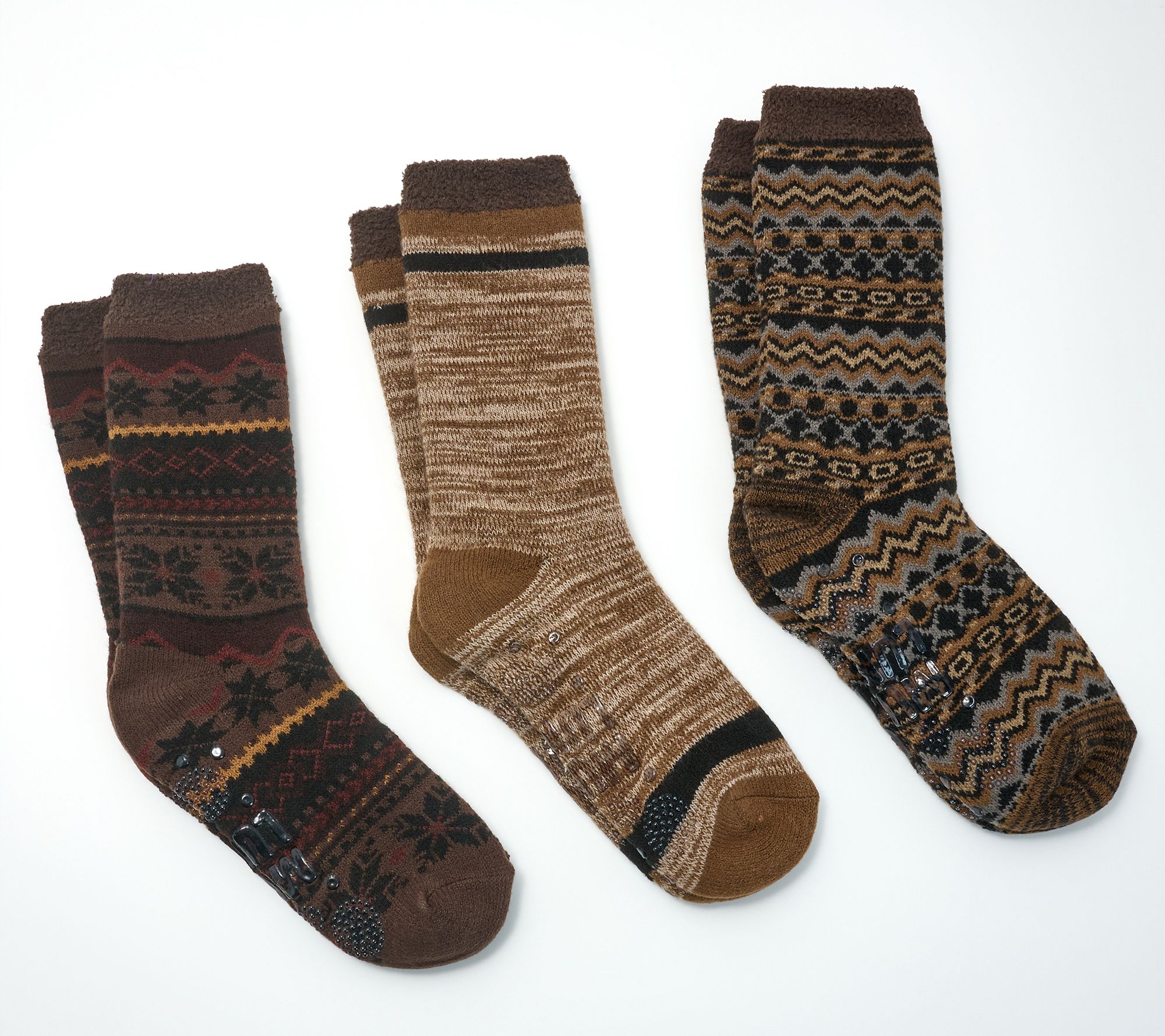 "As Is" MUK LUKS Men's Set of 3 Jojoba Infused Cozy-LinedSocks