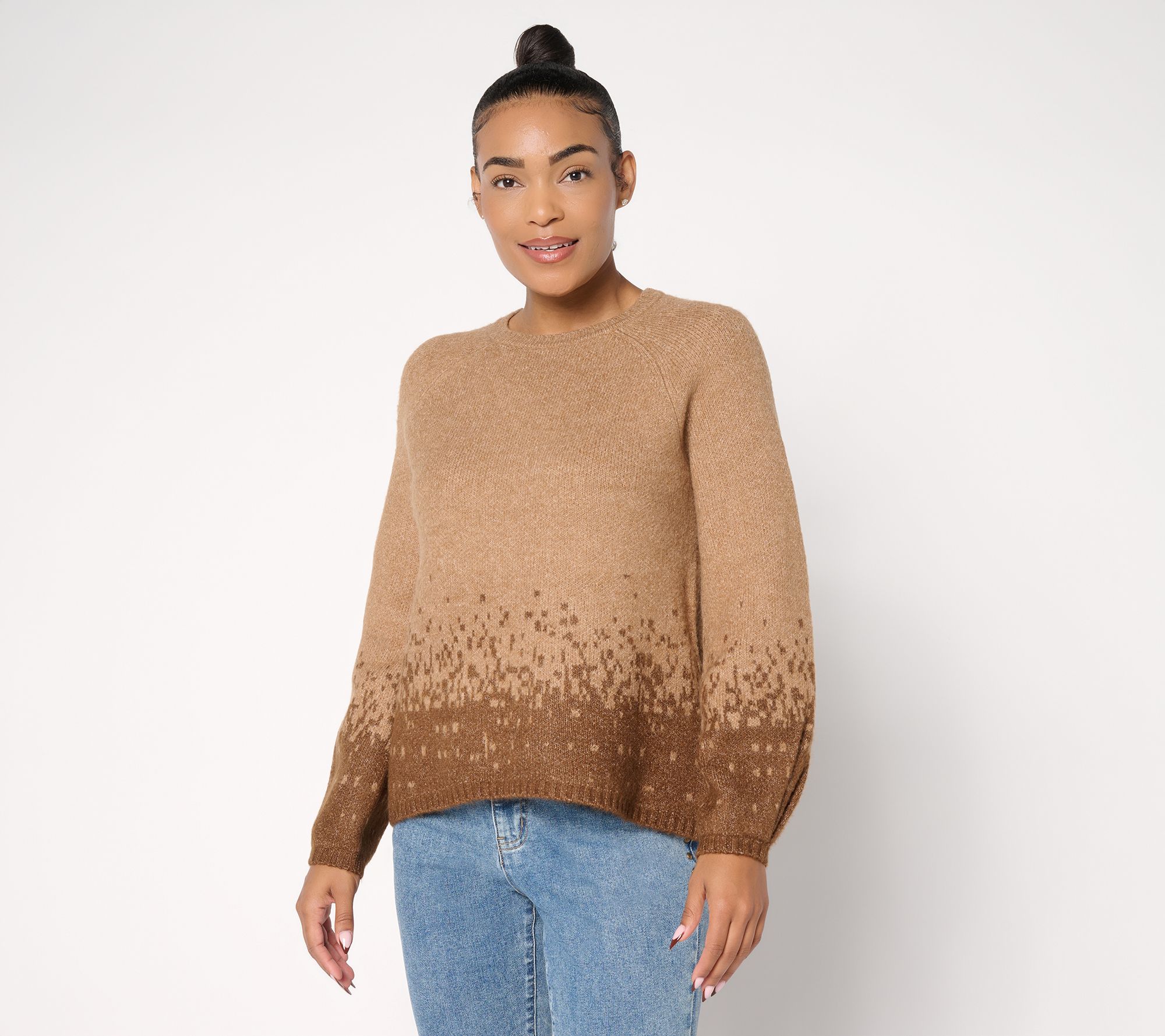 "As Is" Me by Jennie Garth Raglan Sleeve Ombre Cloud Sweater