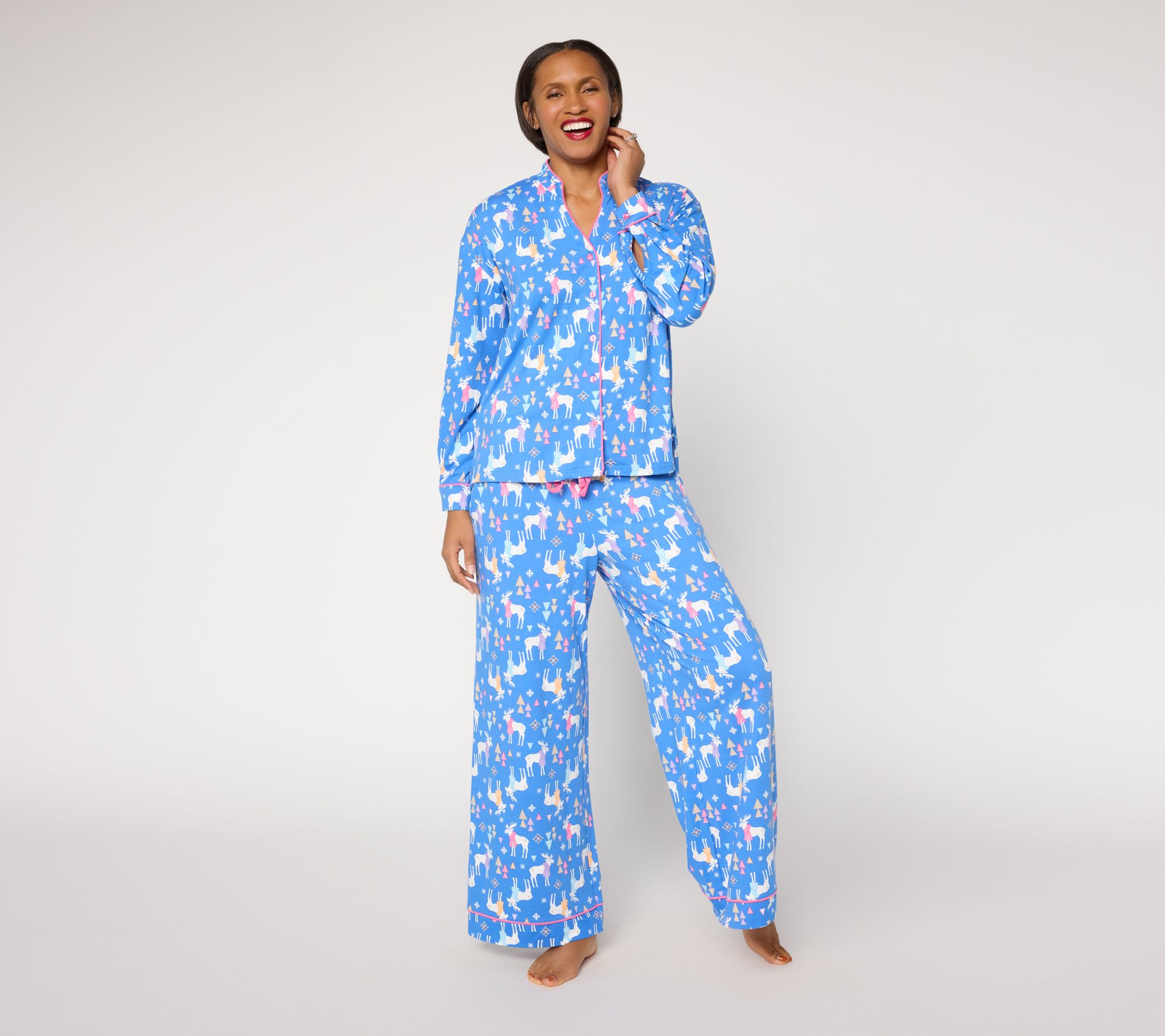"As Is" MUK LUKS Dream Cloud Notch Collar Winter Pajama Set
