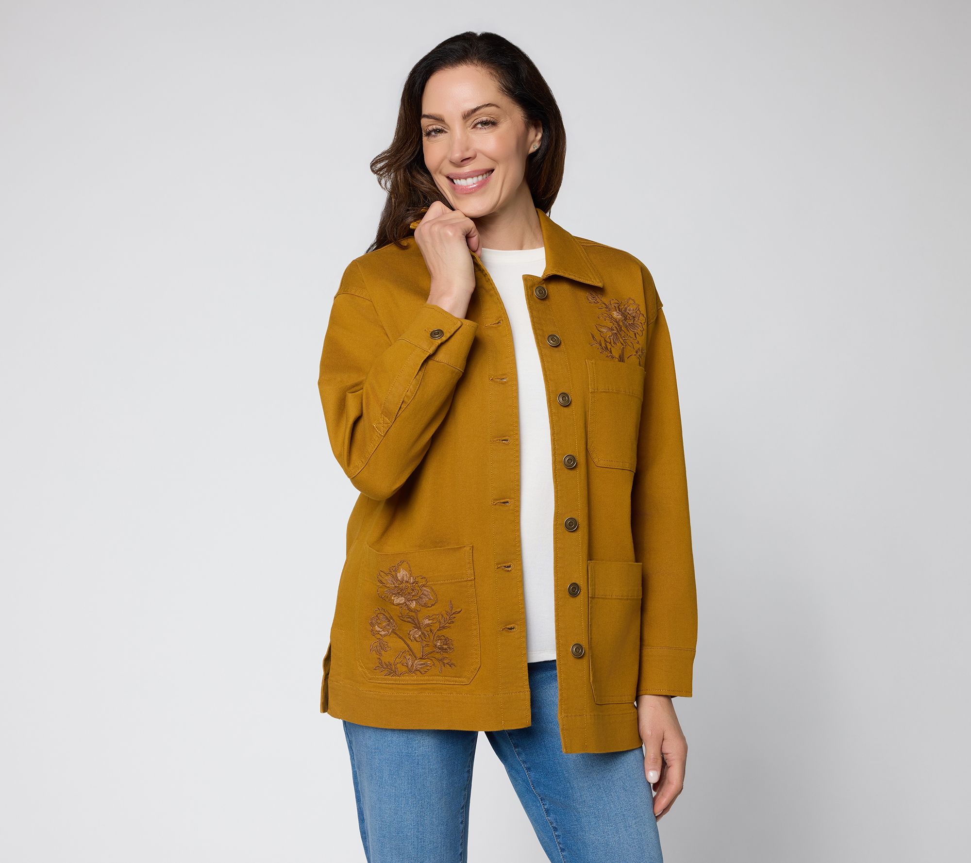 Ree by The Pioneer Woman Embroidered Button Front Barn Jacket