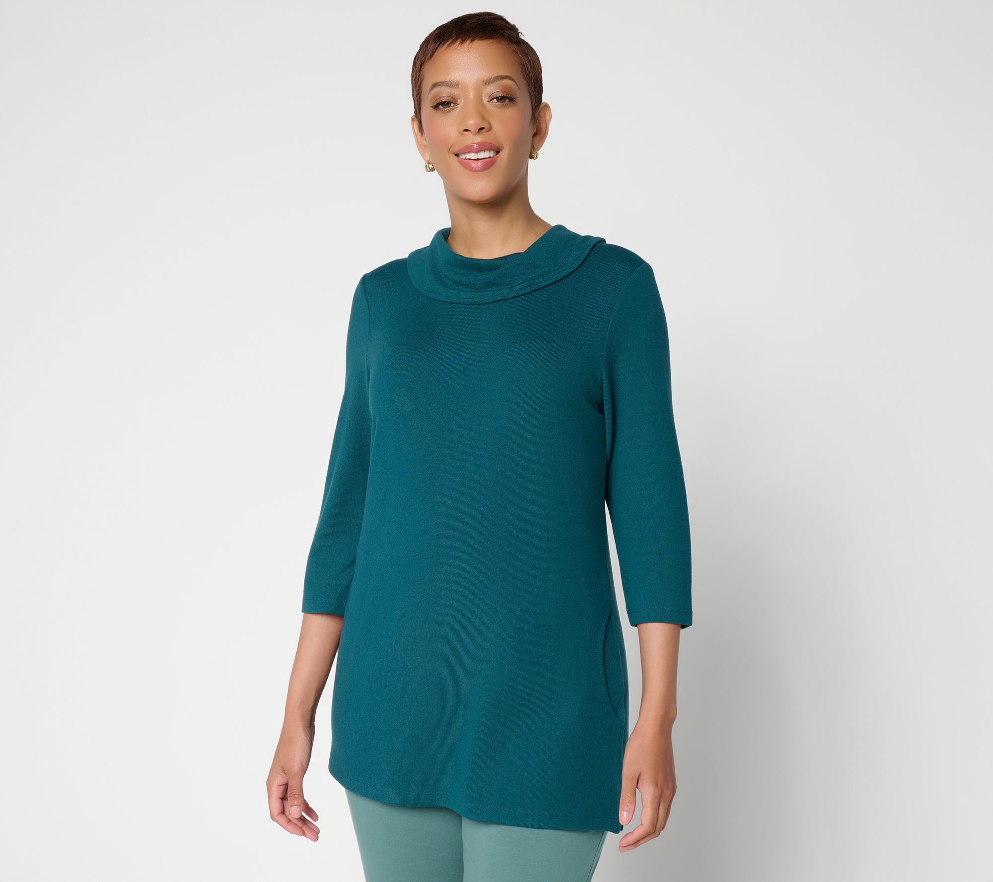 Denim & Co. Regular Heavenly Jersey 3/4 Sleeve Cowl Neck Tunic