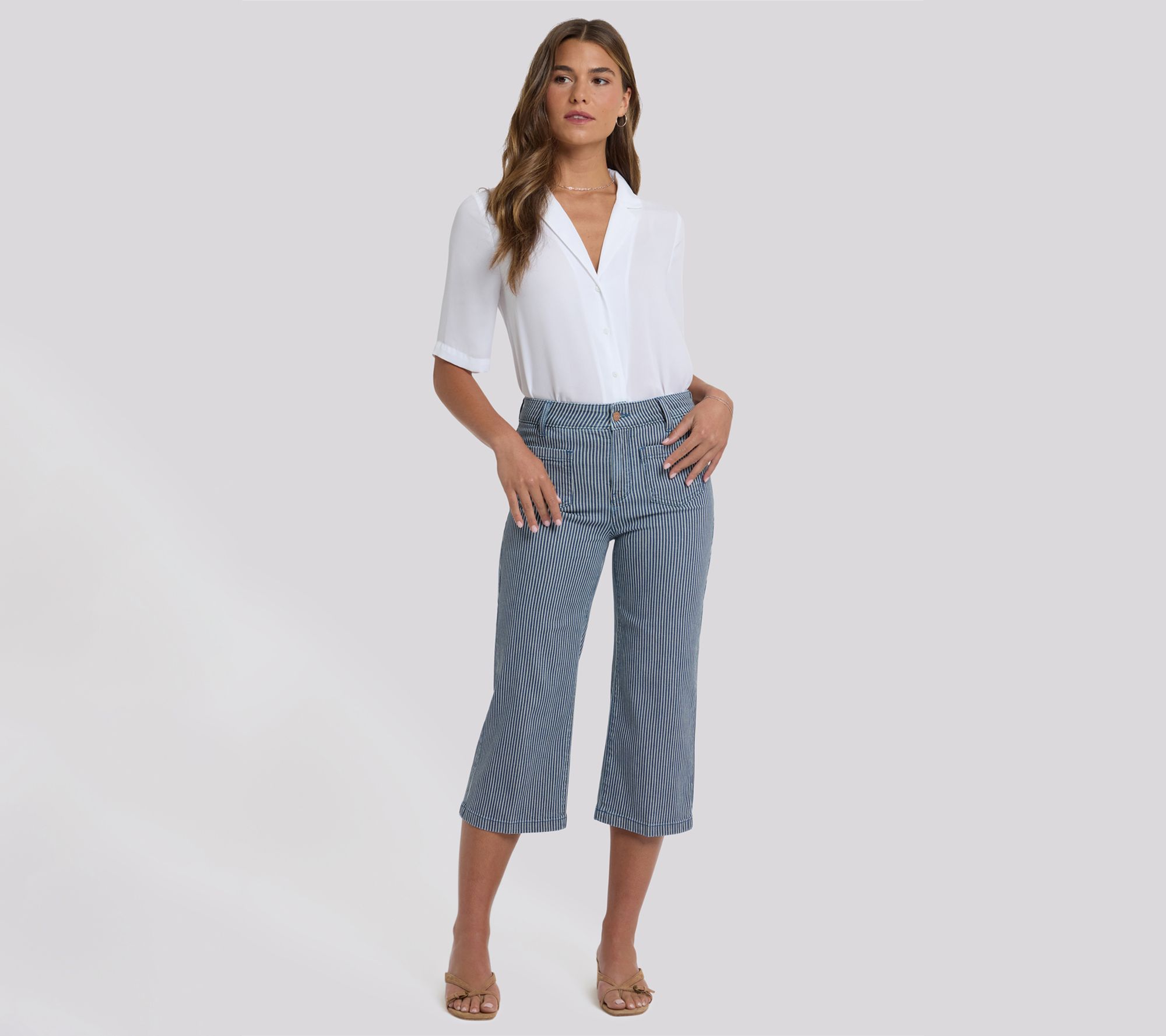 NYDJ Coco Relaxed Wide Leg Crop Stripe Jeans