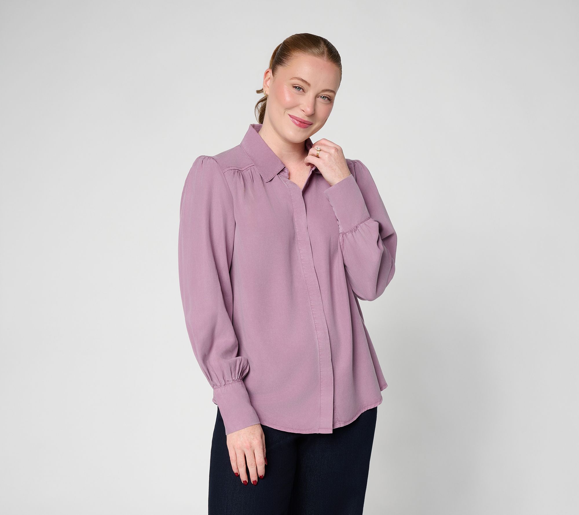 Carla Rockmore Collection Chambray Hidden Placket Shirt