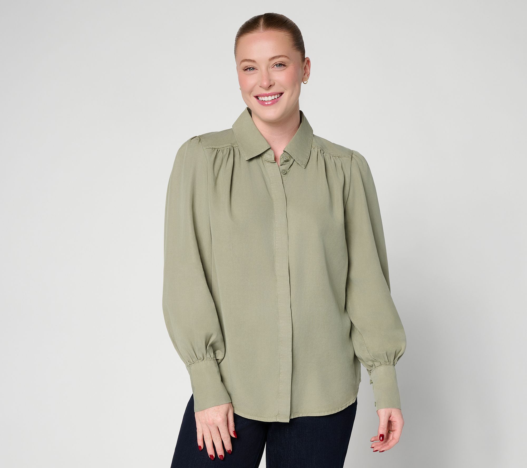 Carla Rockmore Collection Chambray Hidden Placket Shirt