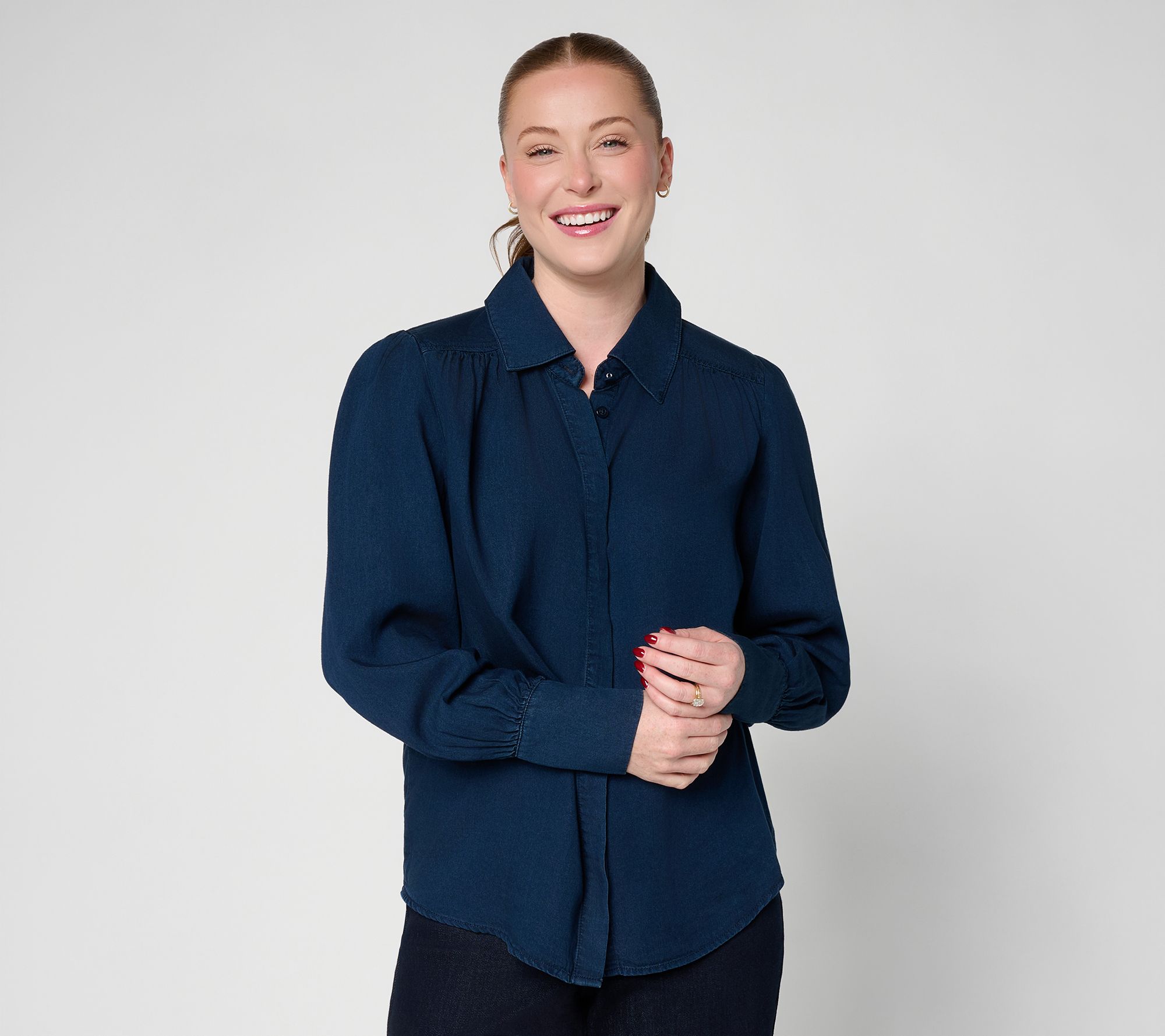 Carla Rockmore Collection Chambray Hidden Placket Shirt