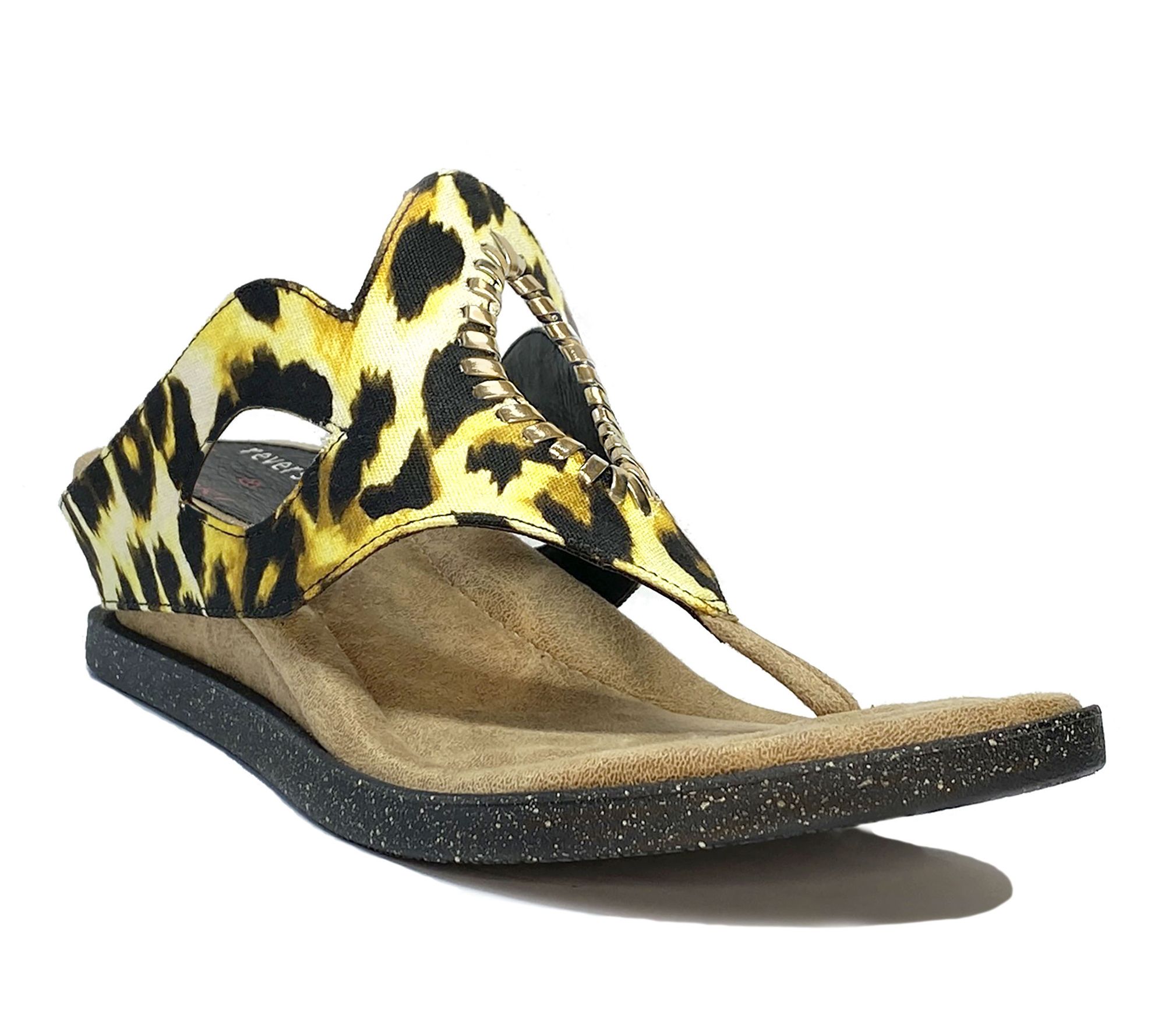 Modzori Lirah Reversible Wedge Sandal - LeopardFlips to Black