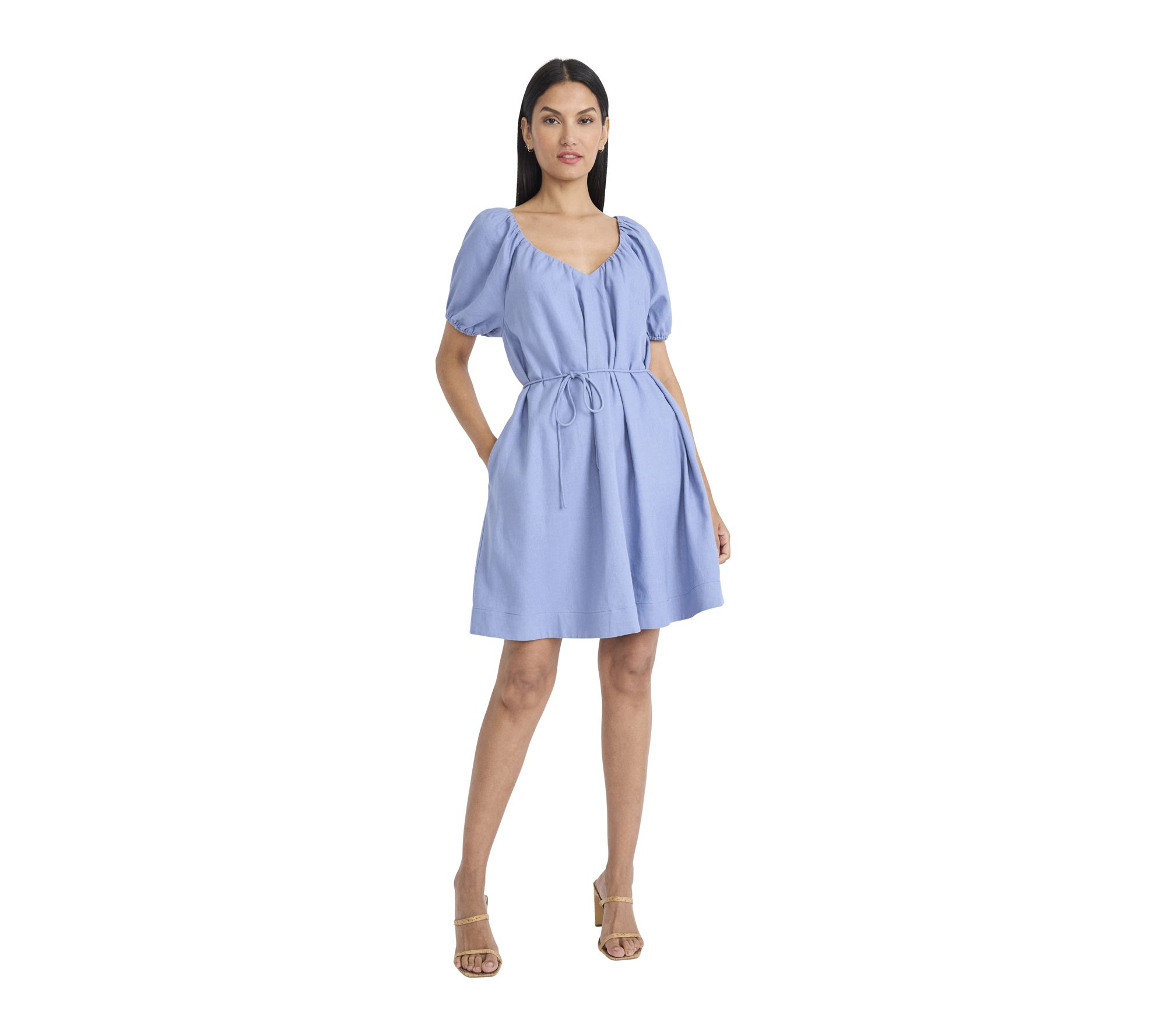 Maggy London Balloon Sleeve Tie Belt Detail Mini Dress