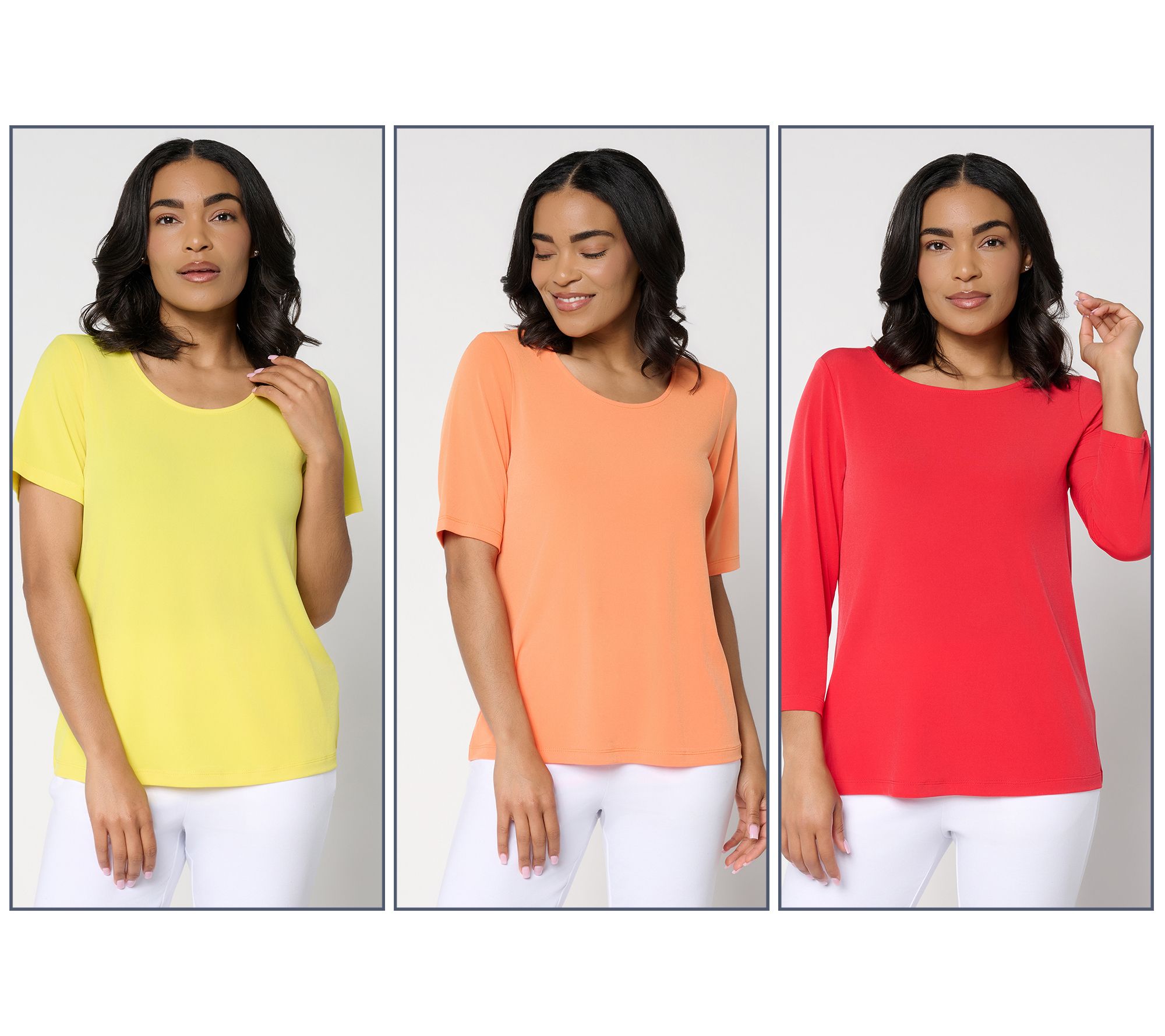 "As Is" Susan Graver Essentials Liquid Knit Set of 3 Tops
