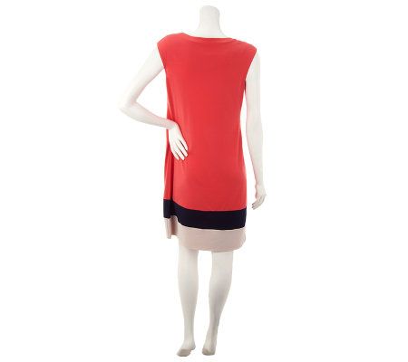 George Simonton Crystal Knit Bateau Neck Dress with Contrast Bottom ...