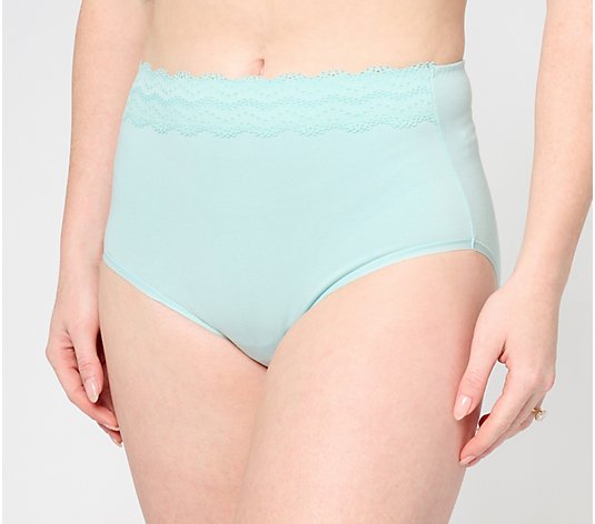 Cuddl Duds Intimates Set of 3 Cotton Classic w/ Lace Brief 