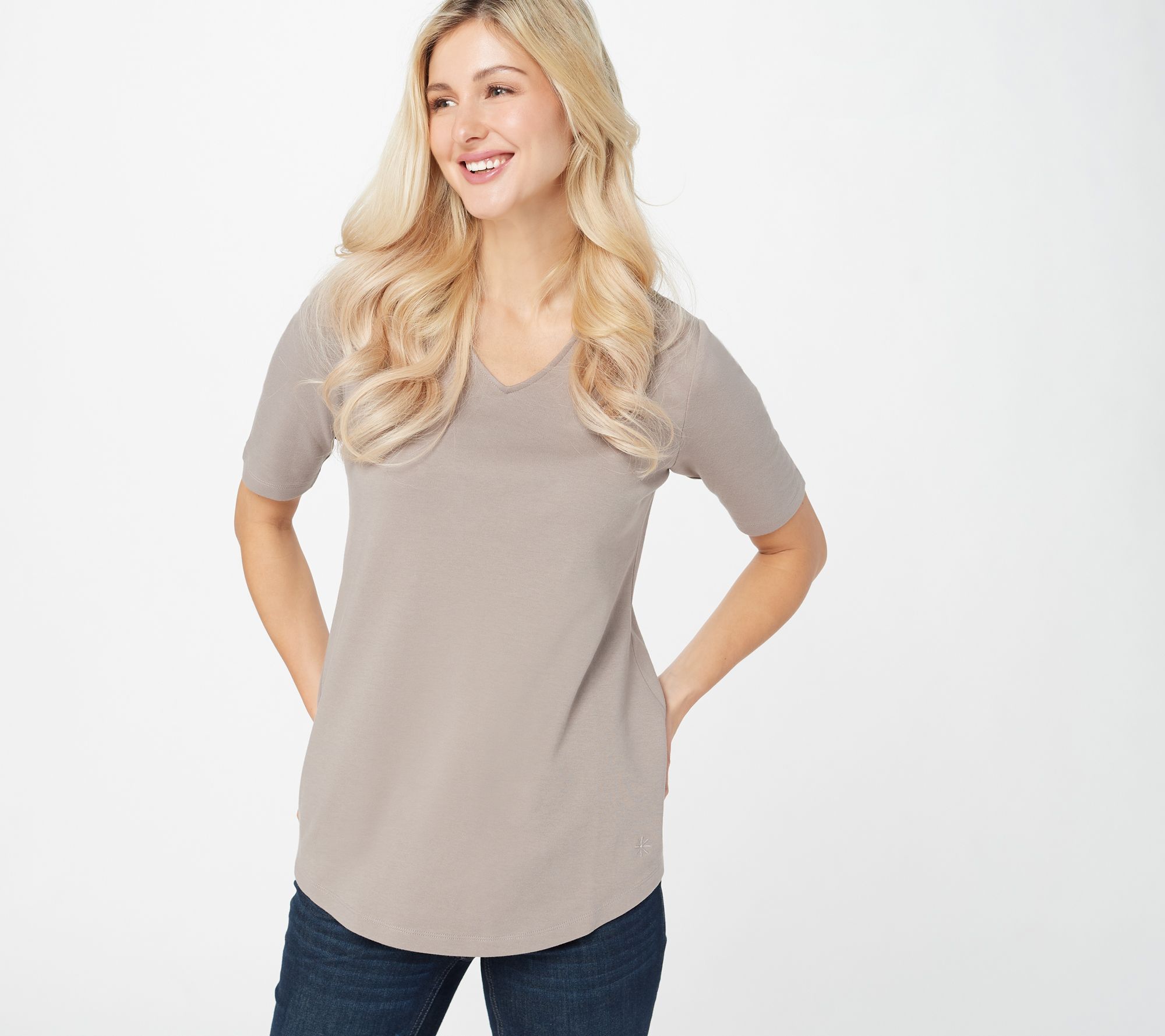 Isaac Mizrahi Live! Essentials V-Neck  Elbow Sleeve Tunic