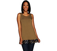 LOGO Layers by Lori Goldstein Knit Tank with Printed Velvet Bu - A296535