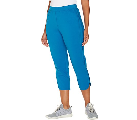 Denim & Co. Active French Terry Curved Hem Crop Pant