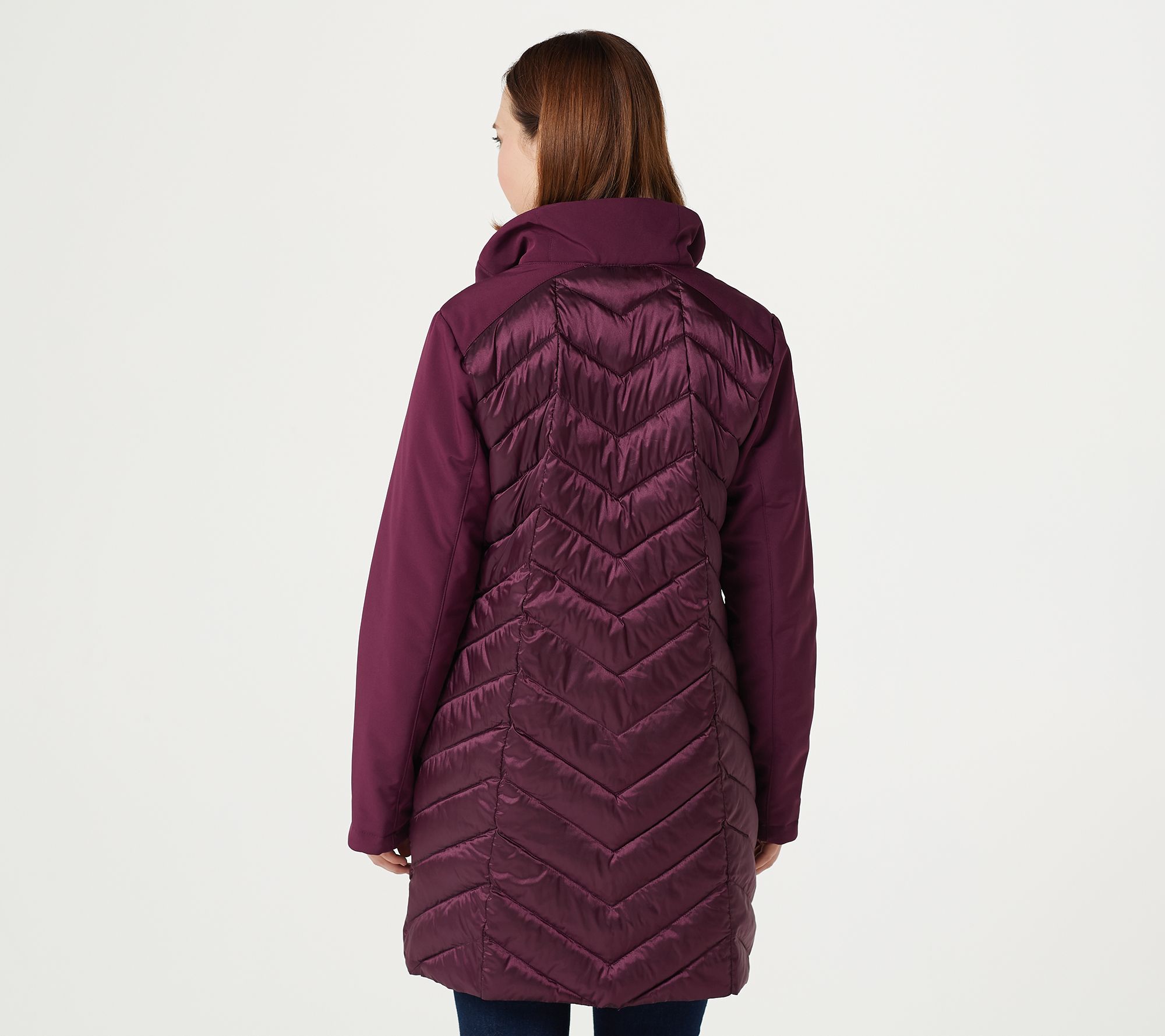 Nuage Chevron Quilted Puffer Coat with Removable Hood - QVC.com