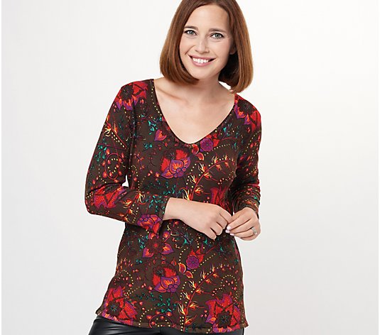 Attitudes by Renee V-Neck Printed Sweater