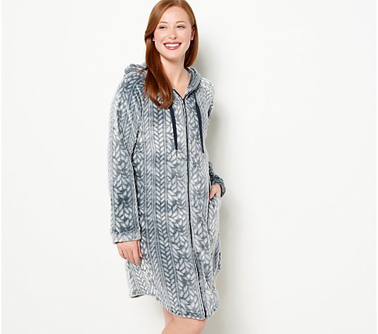 Koolaburra by Ugg Trimmed Frosted Silky Plush Hooded Zip Robe