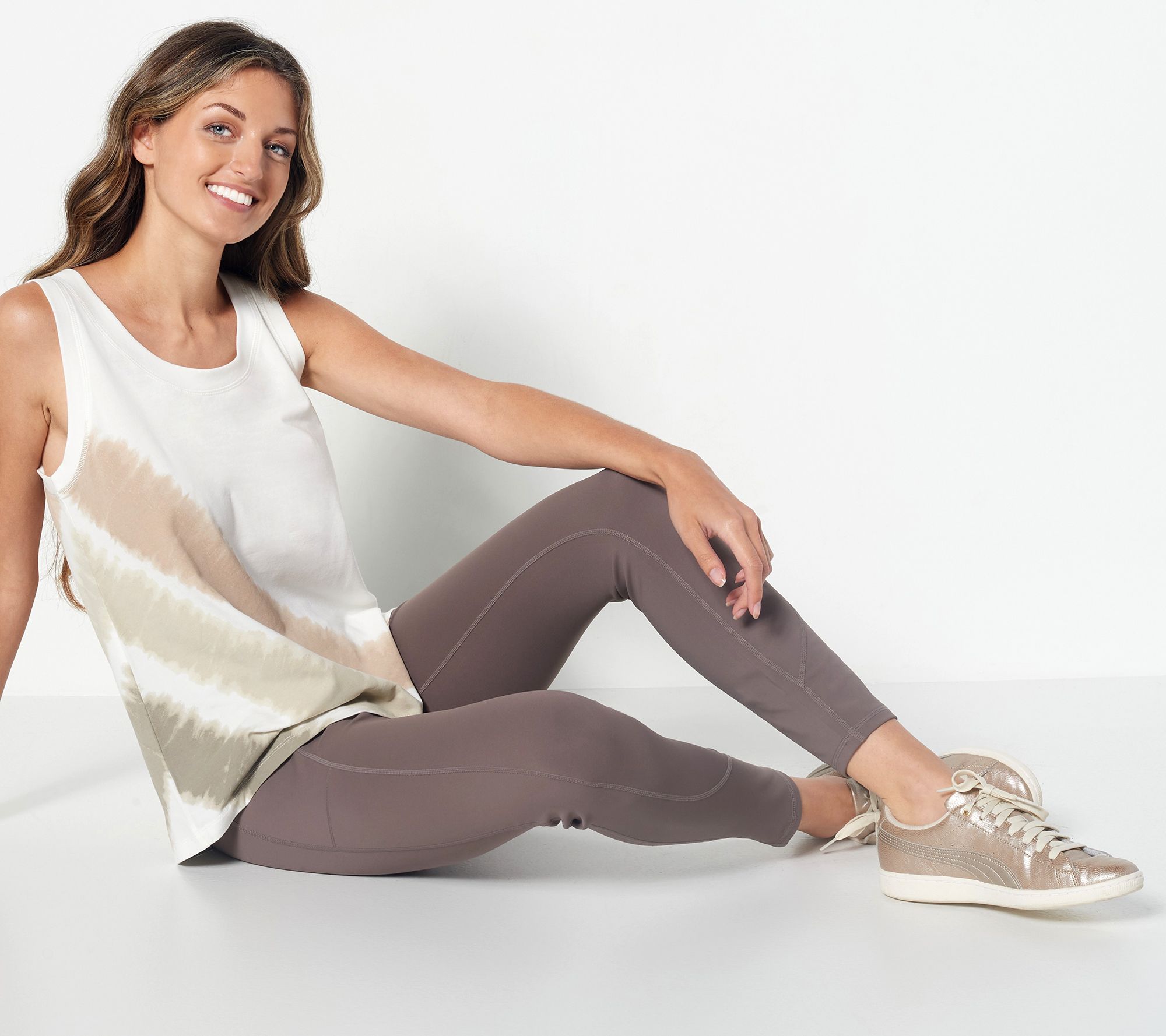 Susan Graver SG Sport Contour Knit Leggings-White-Medium-A451376