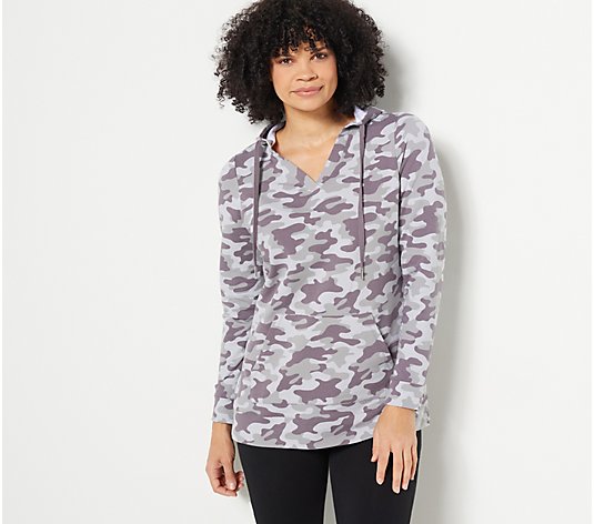 Denim & Co. Active Petite Printed French Terry Tunic