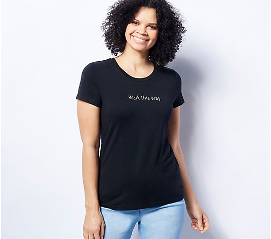 Laurie Felt Scoop-Neck Quote Tee with Short-Sleeves