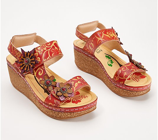 L'Artiste by Spring Step Leather Wedge Sandals - Pickford