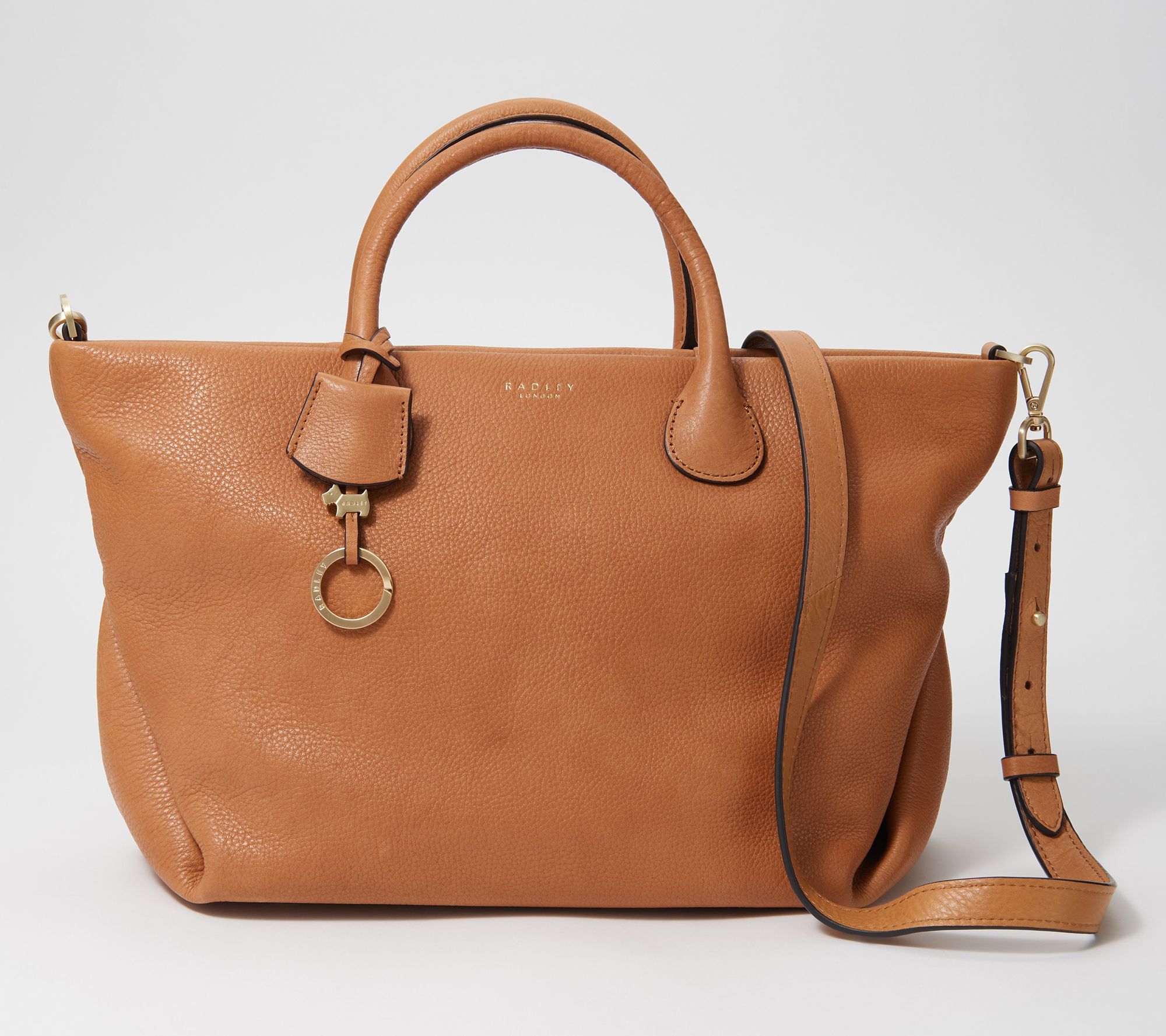 Radley Over The Hills And Far Away Leather Medium Zip Top Grab Bag