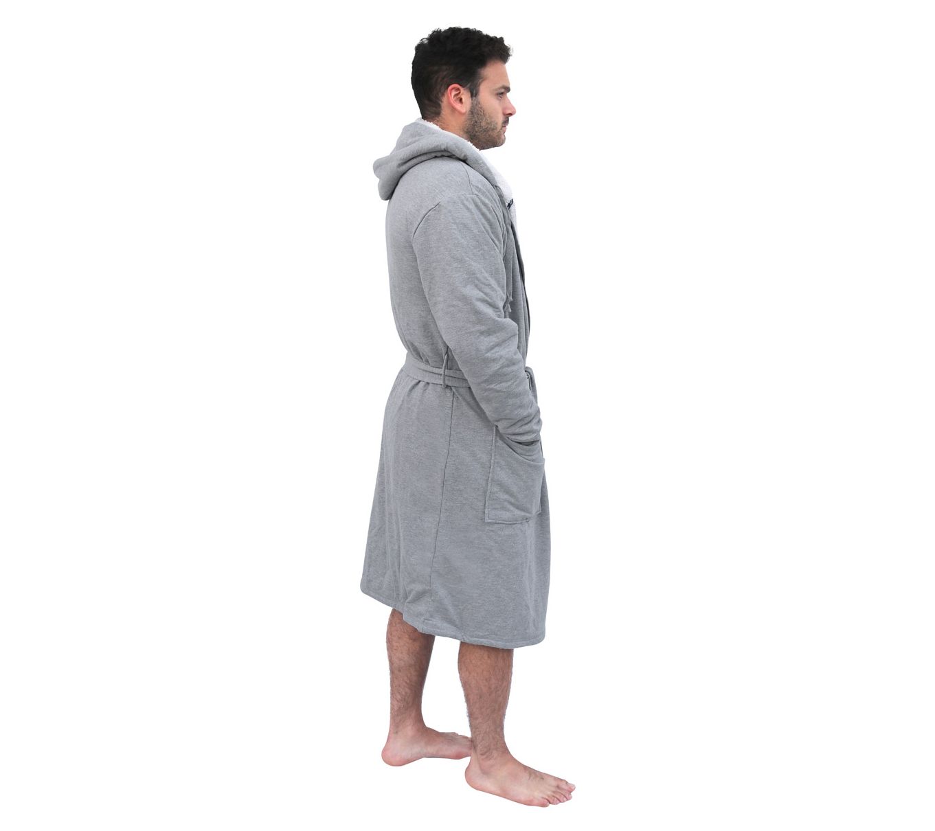 Dreamwave Men's Craftsman French Terry Robe with Hood- Grey - QVC.com