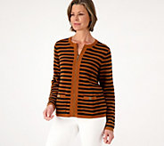 Joan Rivers Zip Front Stripe Sweater Jacket - A515235