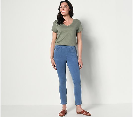 Quacker Factory DreamJeannes Slim-Leg Ankle-Length Pull-On Jeans